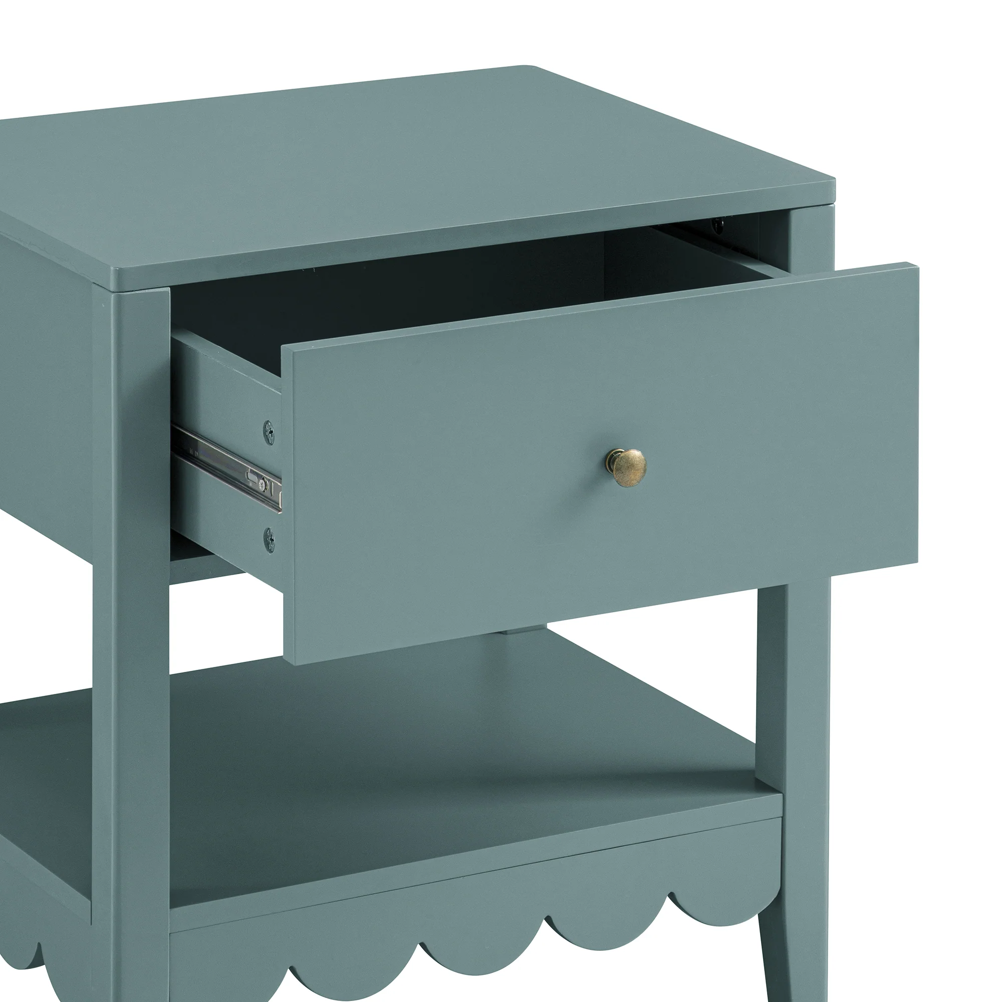 Henley Scalloped Edge Bedside Table with Drawer, Blue Spruce - Image 12