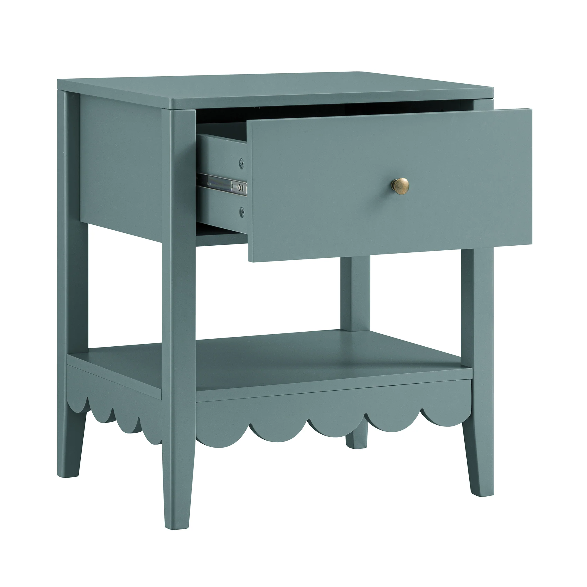 Henley Scalloped Edge Bedside Table with Drawer, Blue Spruce - Image 8
