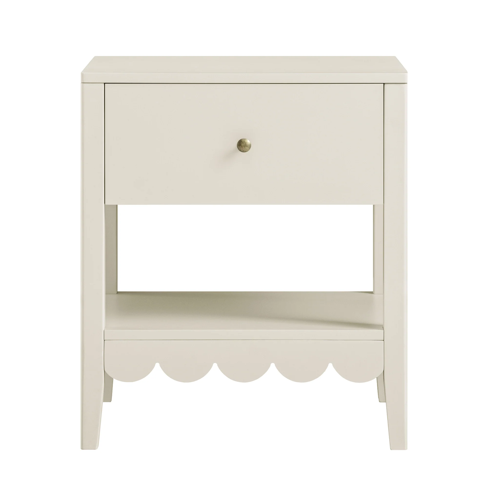 Henley Scalloped Edge Bedside Table with Drawer, Light Sand - Image 5
