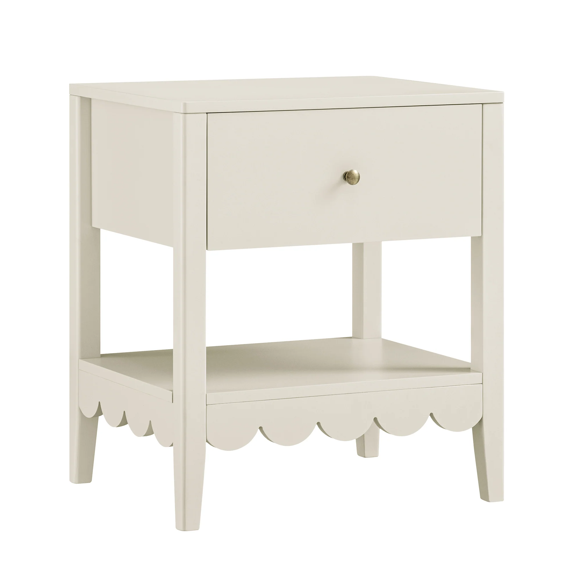 Henley Scalloped Edge Bedside Table with Drawer, Light Sand - Image 6