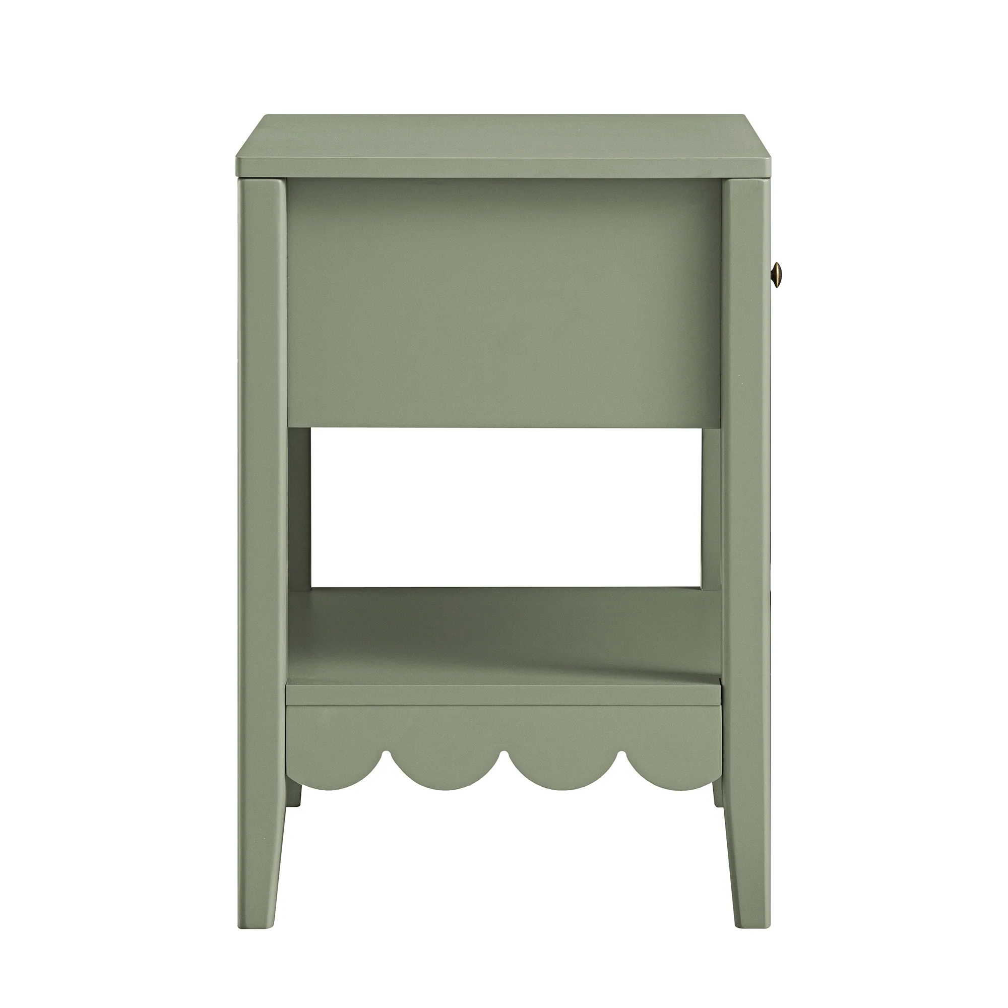 Henley Scalloped Edge Bedside Table with Drawer, Sage Green - Image 10