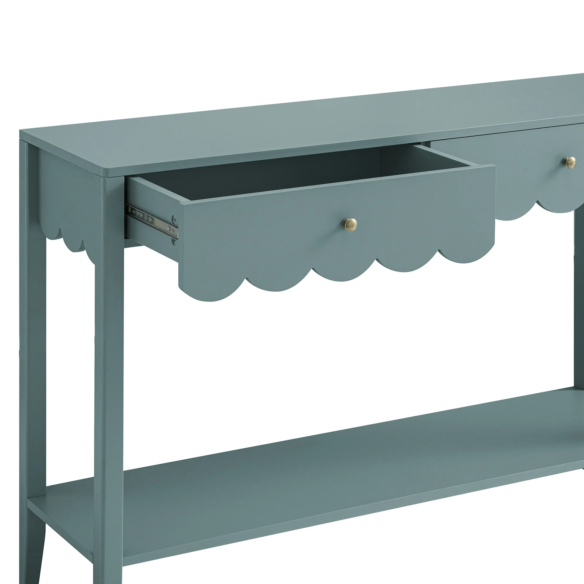 Henley Scalloped Edge Console Table, Blue Spruce - Image 12