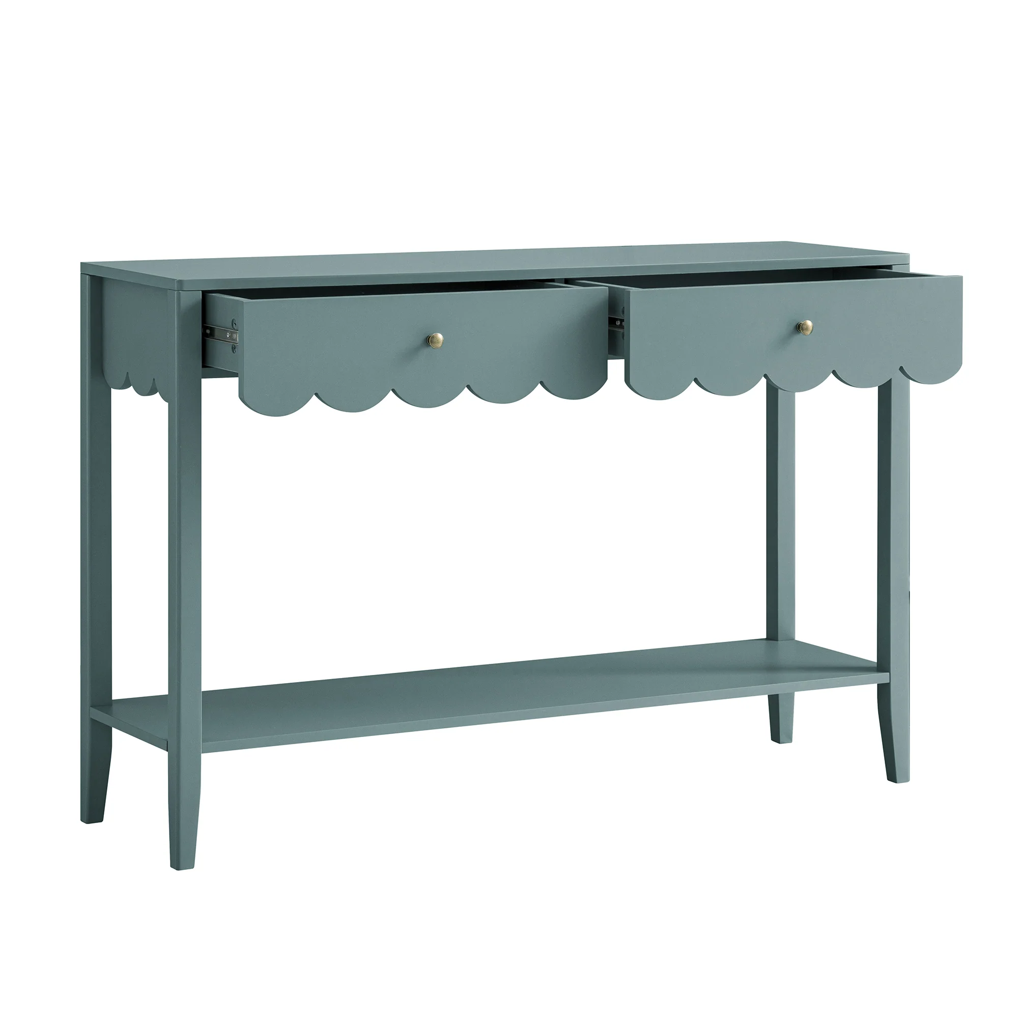 Henley Scalloped Edge Console Table, Blue Spruce - Image 8