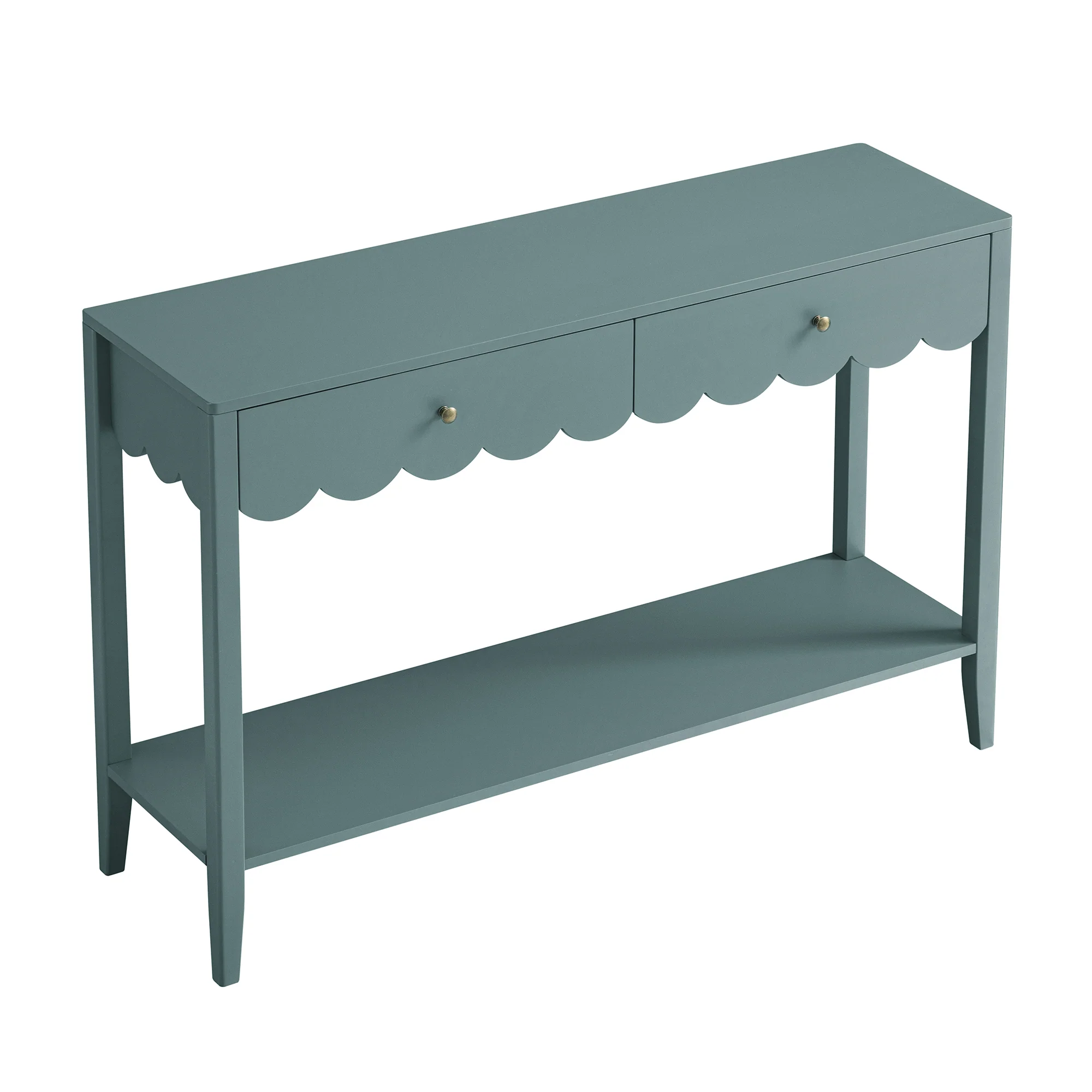 Henley Scalloped Edge Console Table, Blue Spruce - Image 9