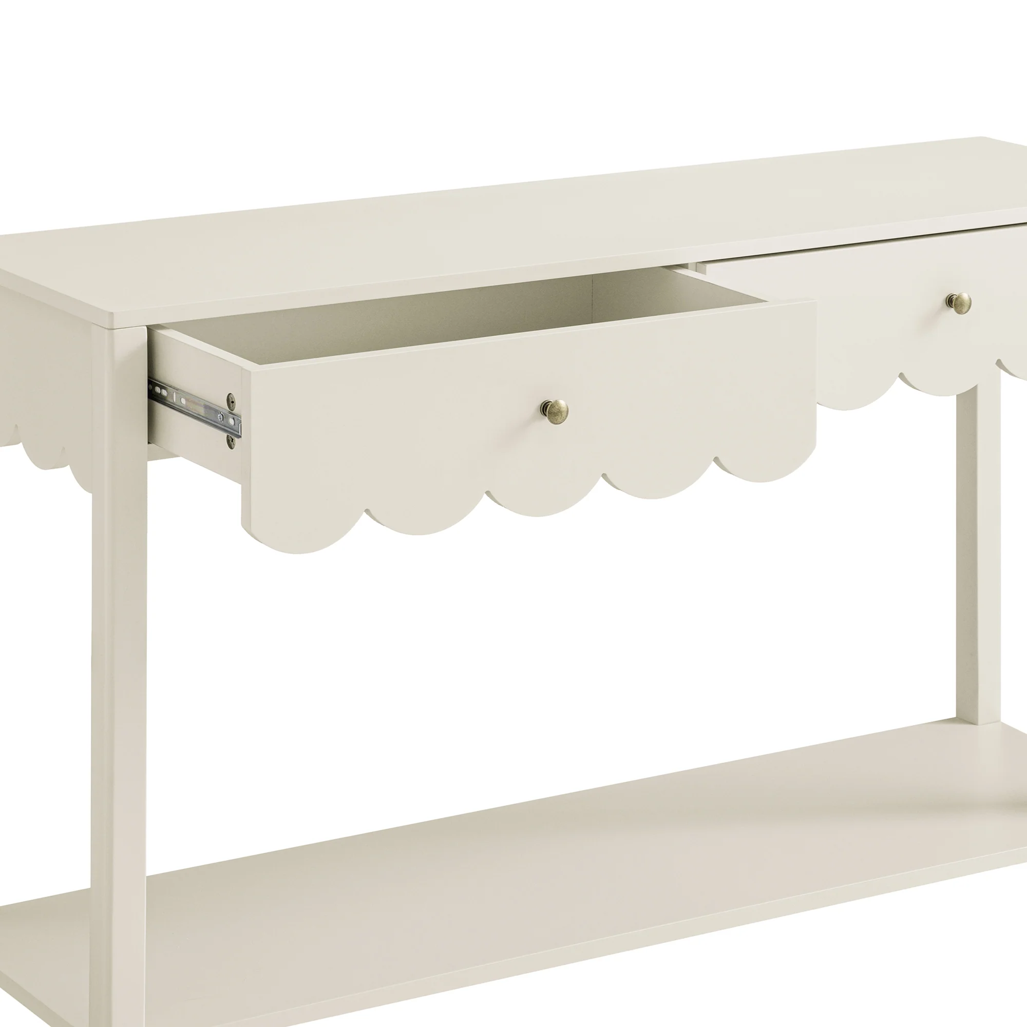 Henley Scalloped Edge Console Table, Light Sand - Image 11