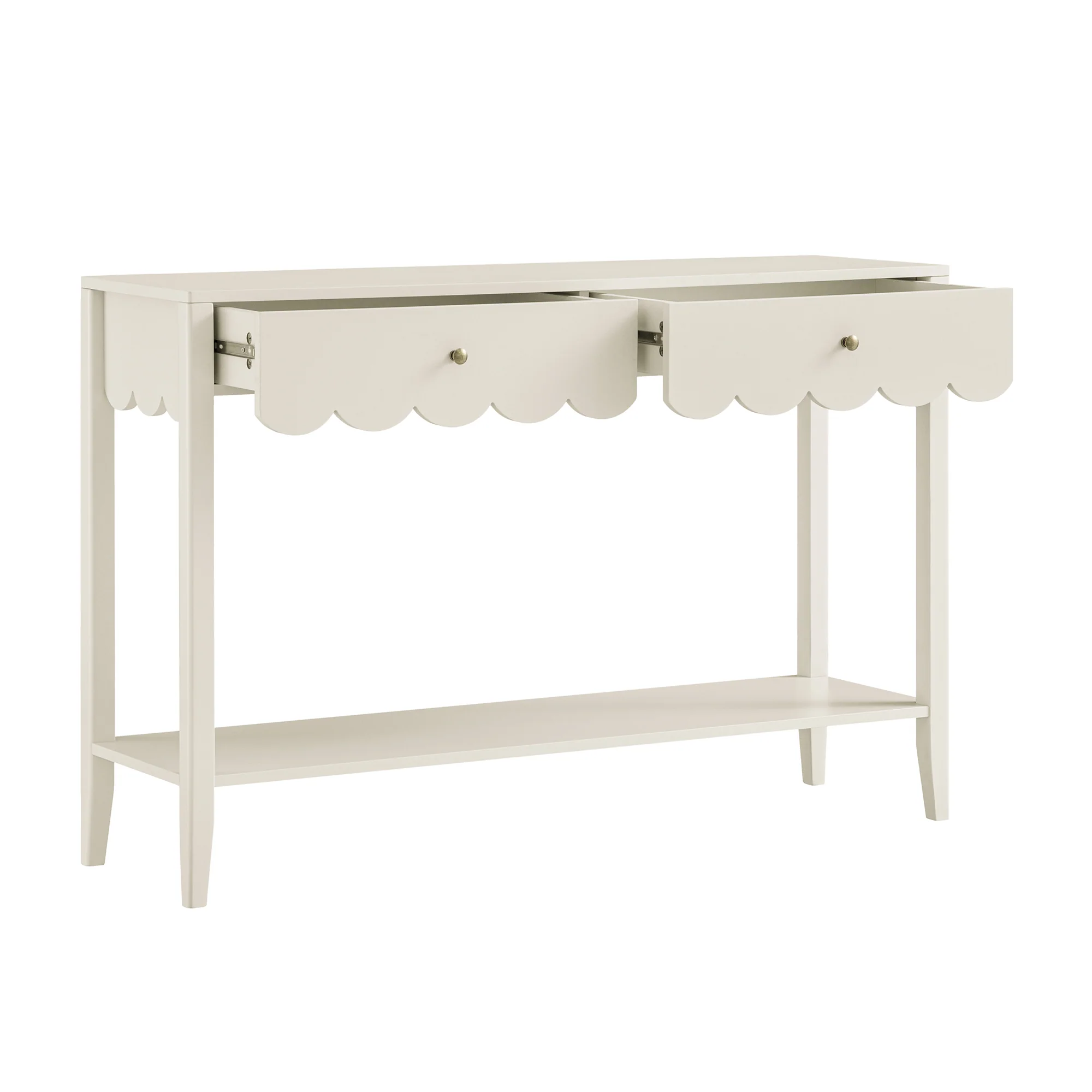 Henley Scalloped Edge Console Table, Light Sand - Image 7