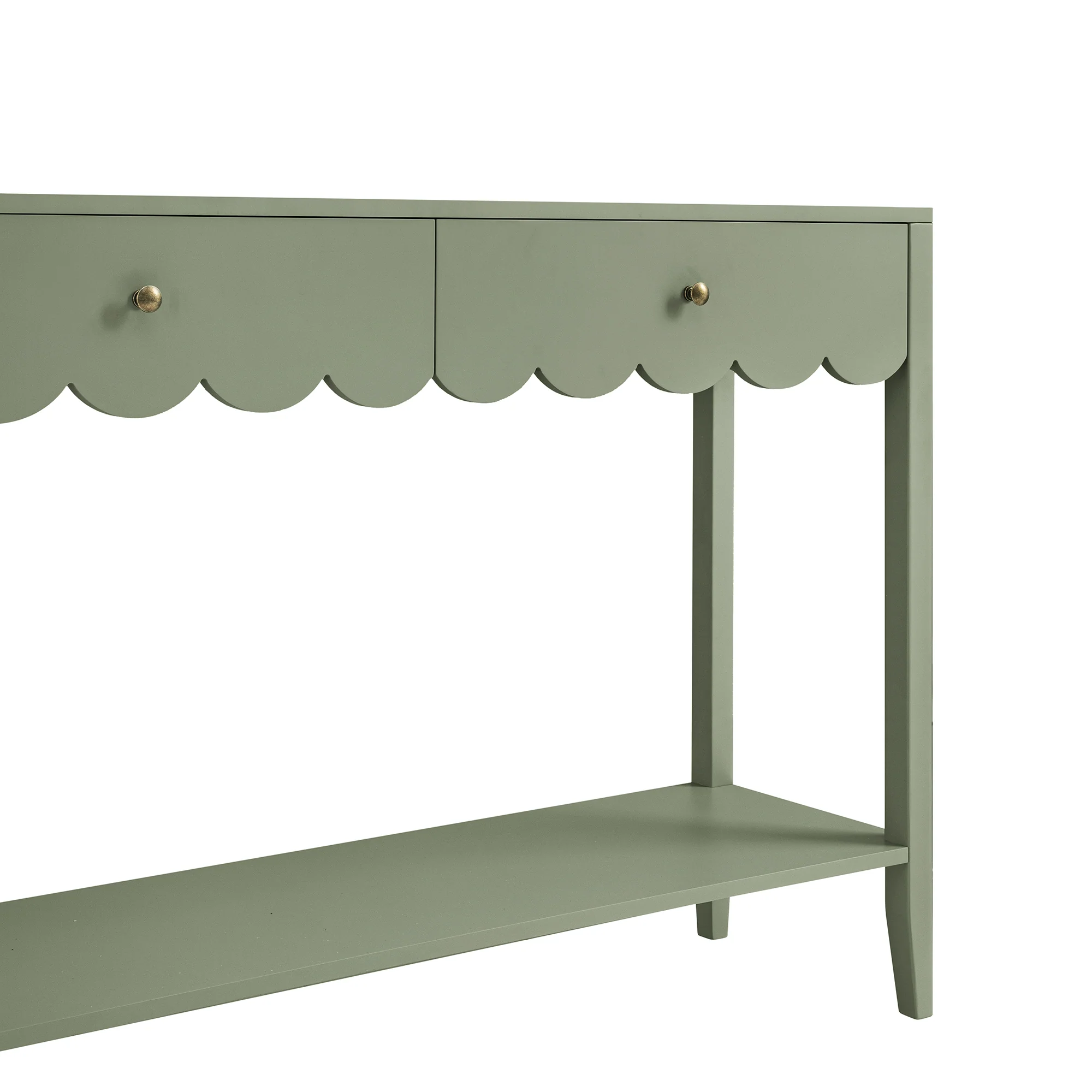 Henley Scalloped Edge Console Table, Sage Green - Image 12