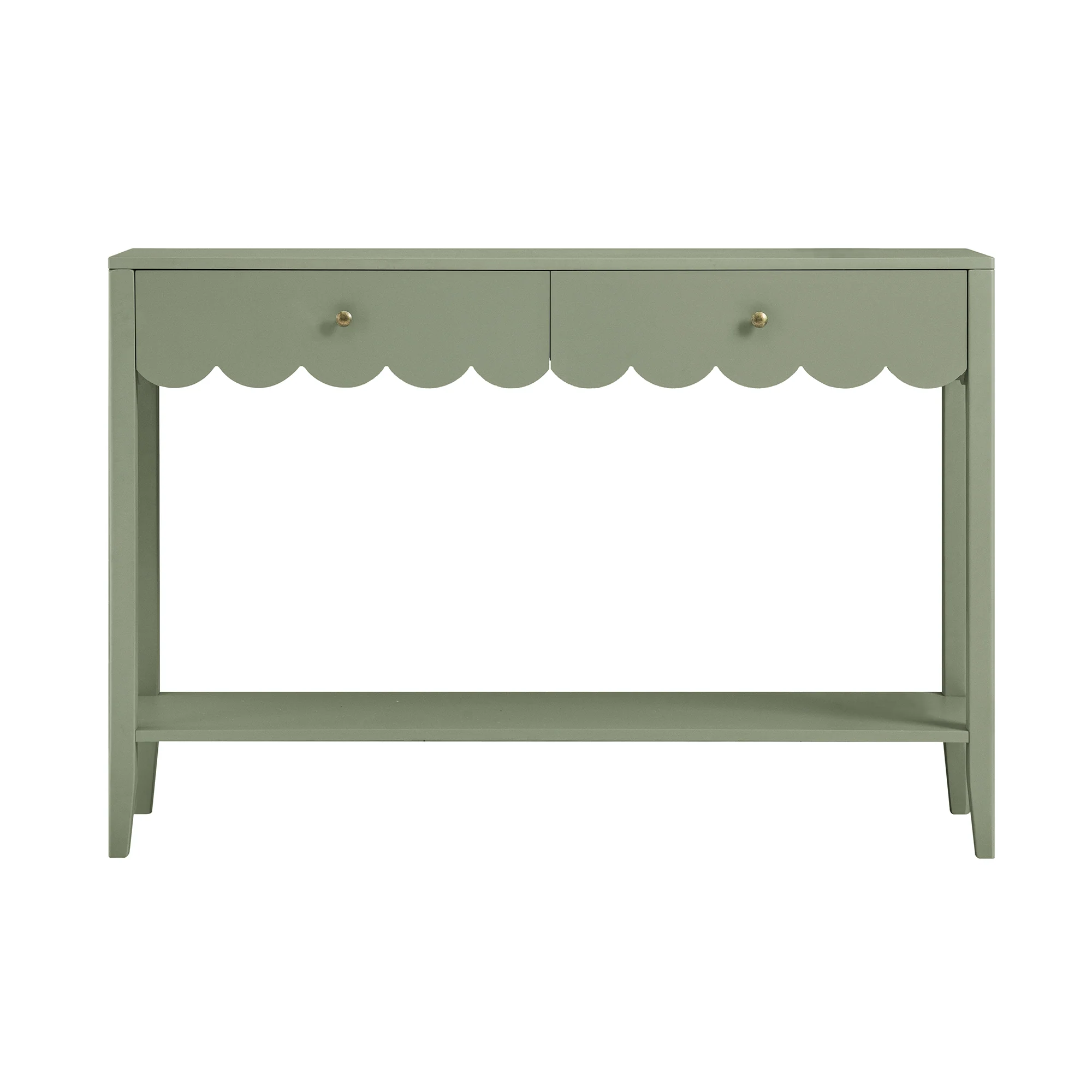 Henley Scalloped Edge Console Table, Sage Green - Image 5