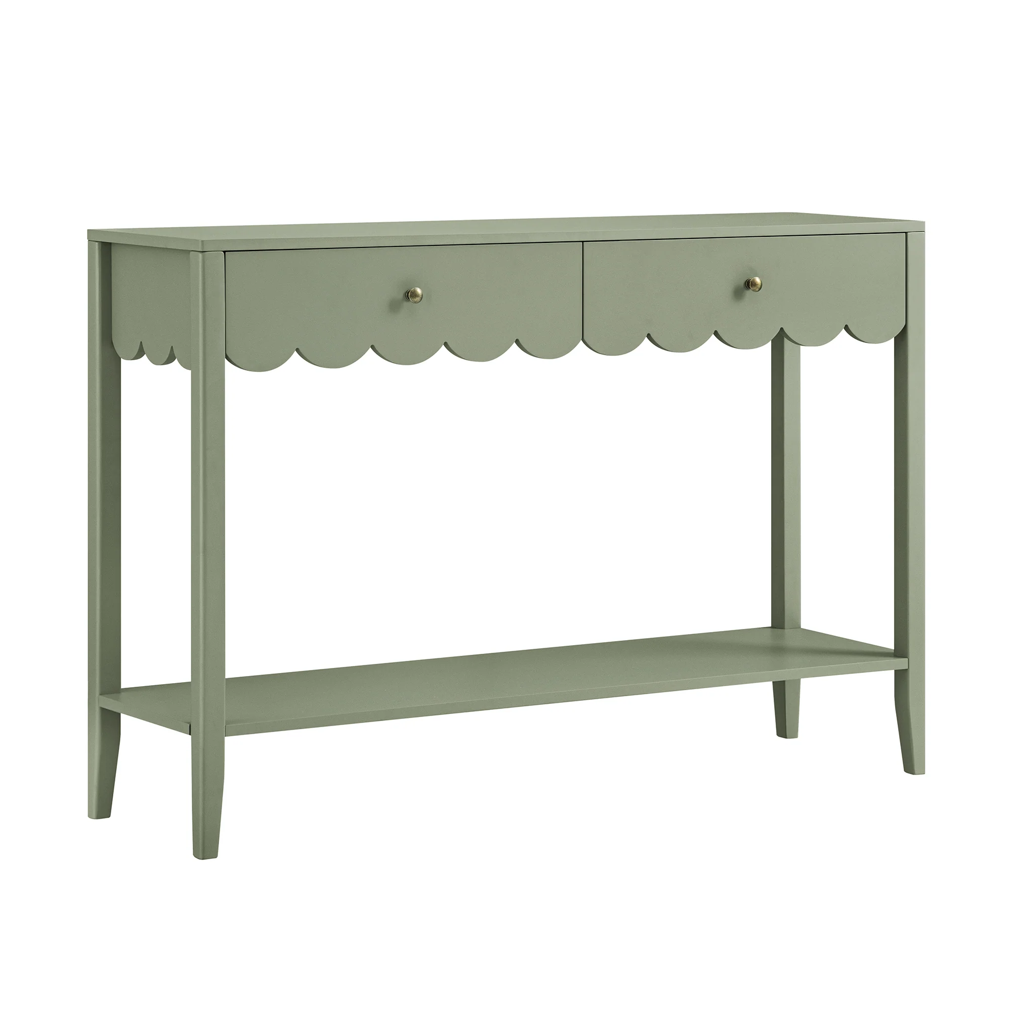 Henley Scalloped Edge Console Table, Sage Green - Image 6