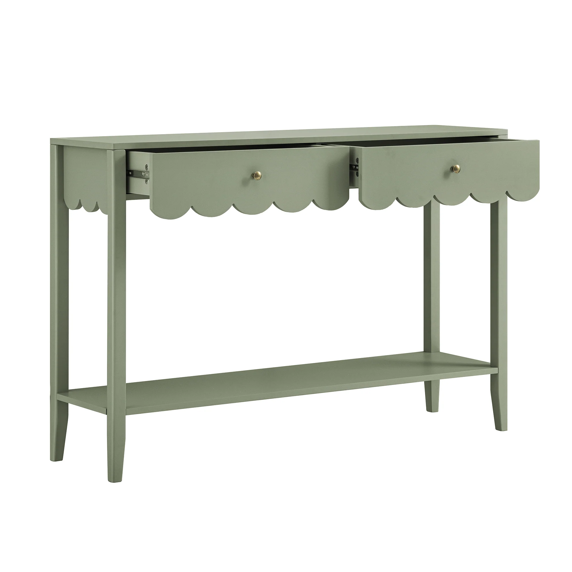 Henley Scalloped Edge Console Table, Sage Green - Image 8