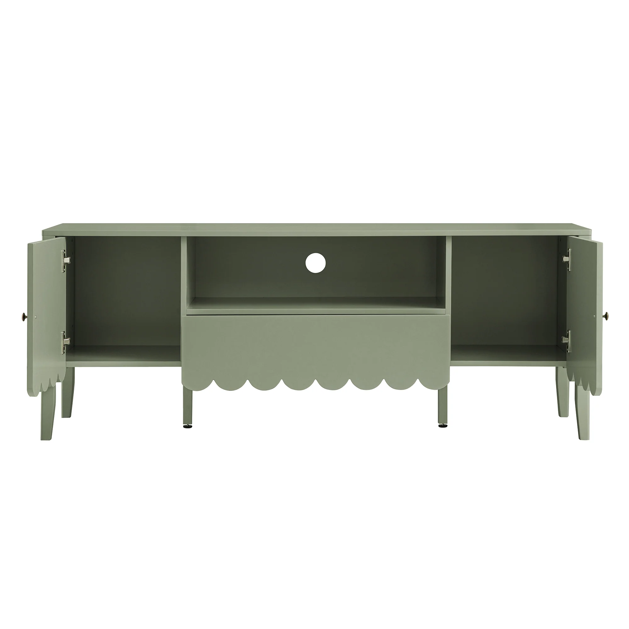 Henley Scalloped Edge 150cm Wide TV Unit, Sage Green - Image 10