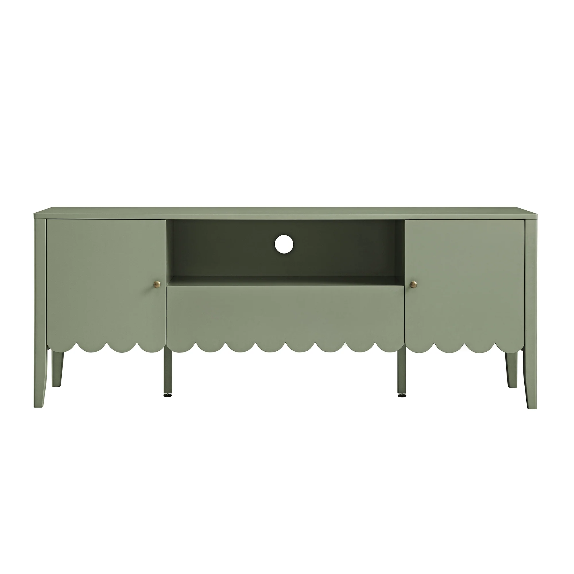 Henley Scalloped Edge 150cm Wide TV Unit, Sage Green - Image 7