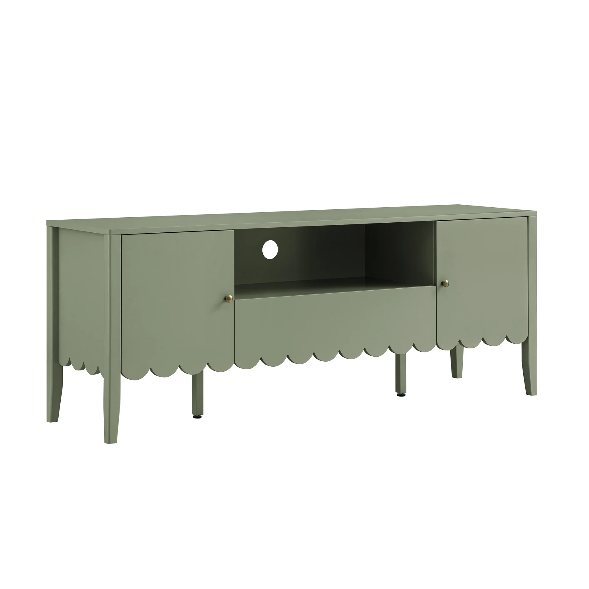 Henley Scalloped Edge 150cm Wide TV Unit, Sage Green - Image 8