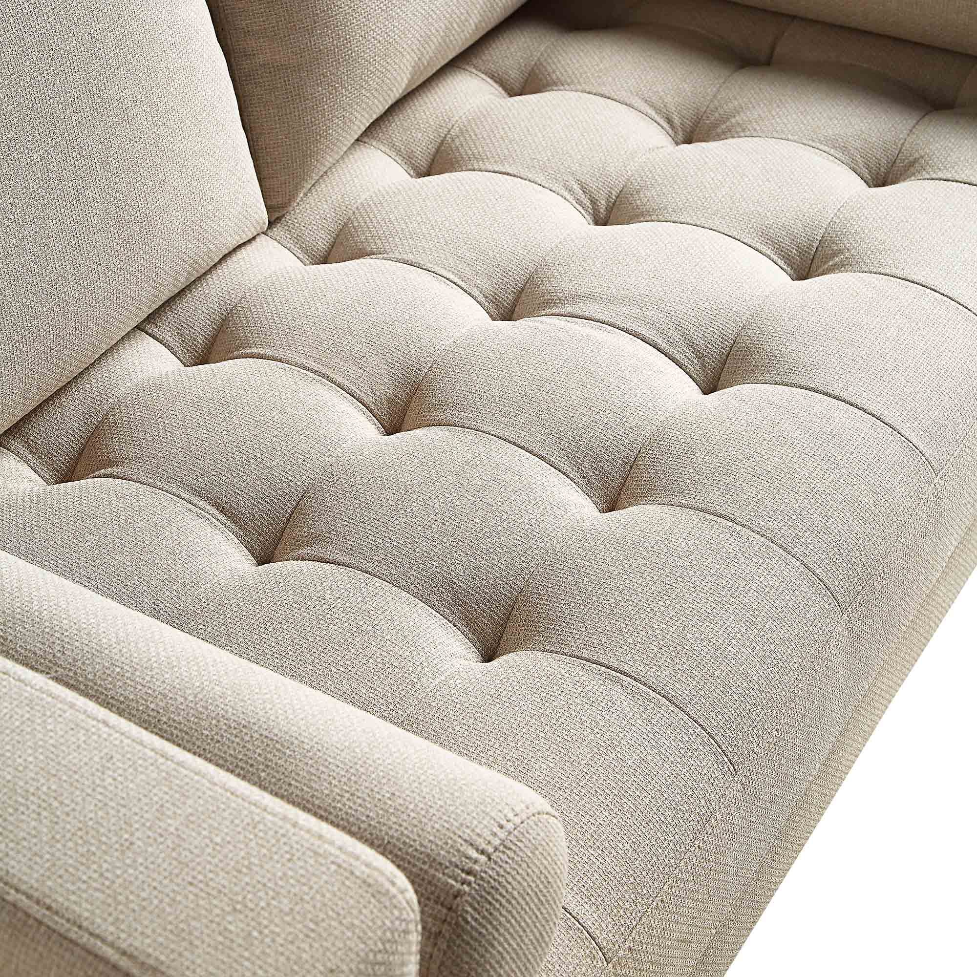 Henrietta 2-Seater Sofa, Beige Woven Fabric - Image 11