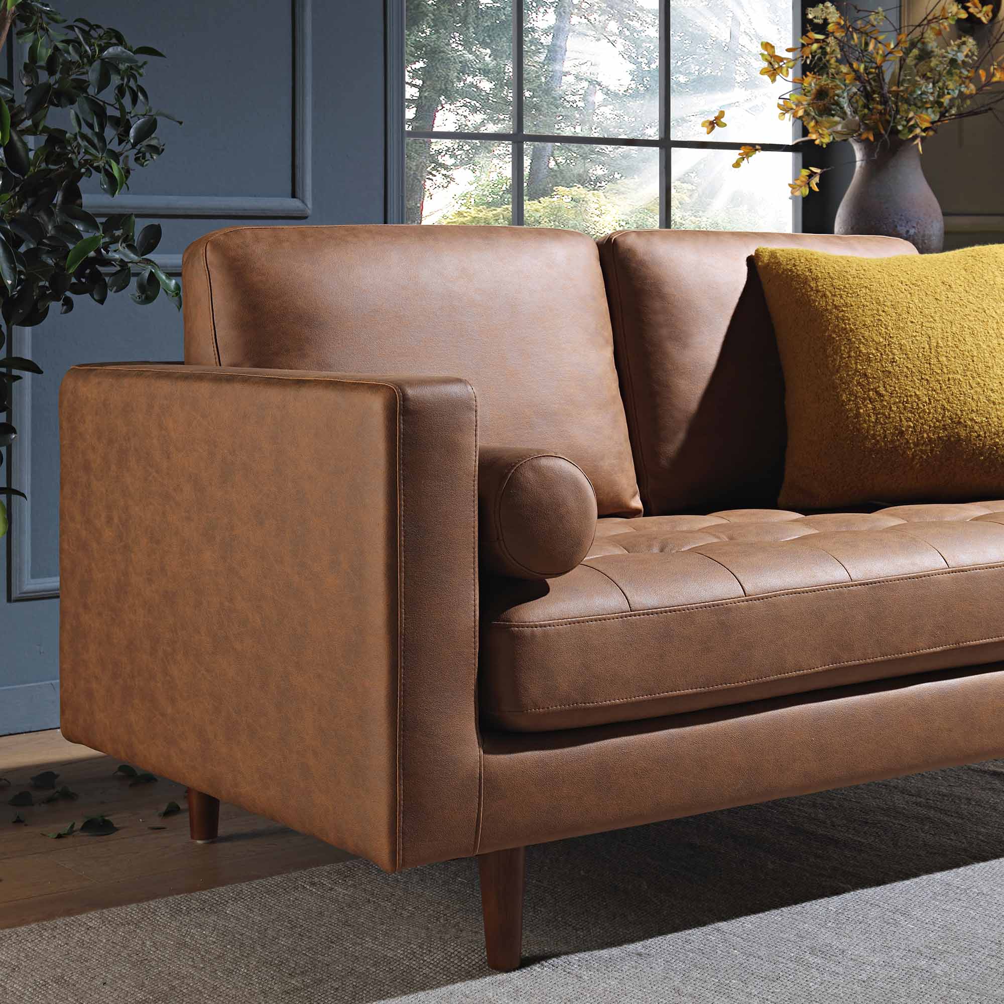 Henrietta 2-Seater Sofa, Tan Faux Suede - Image 3