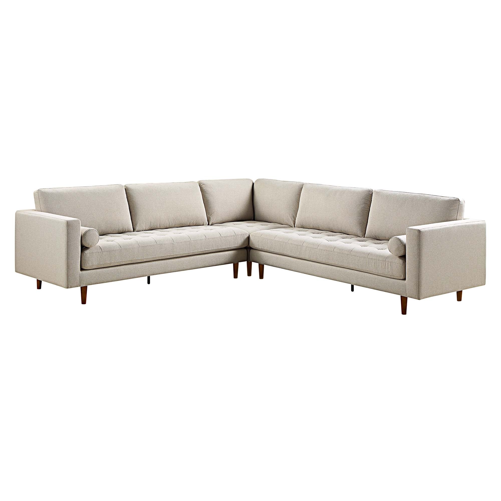 Henrietta 5+Seater Corner Sofa, Beige Woven Fabric - Image 4