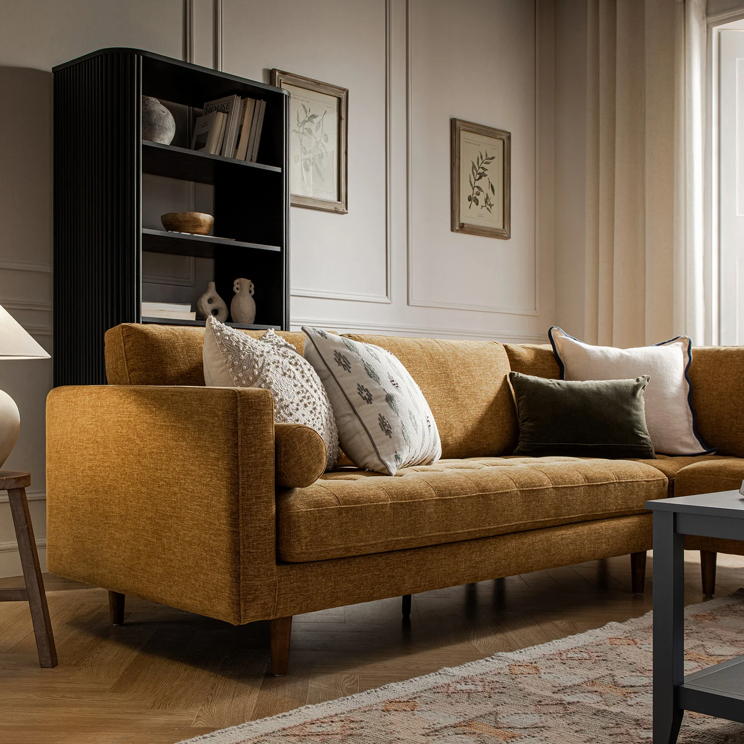 Henrietta 5+Seater Corner Sofa, Spiced Honey Chenille - Image 5