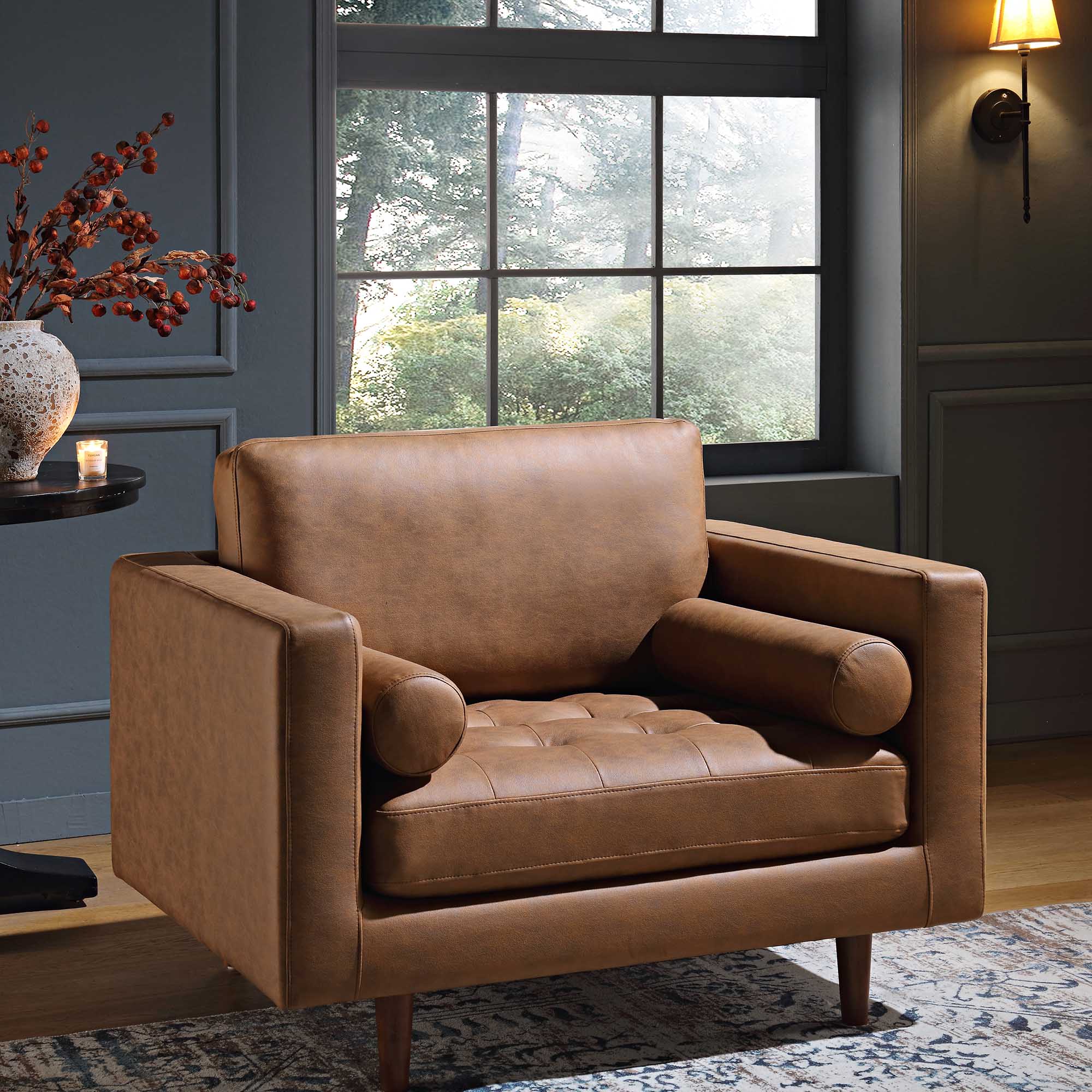 Henrietta Armchair, Tan Faux Suede - Image 2