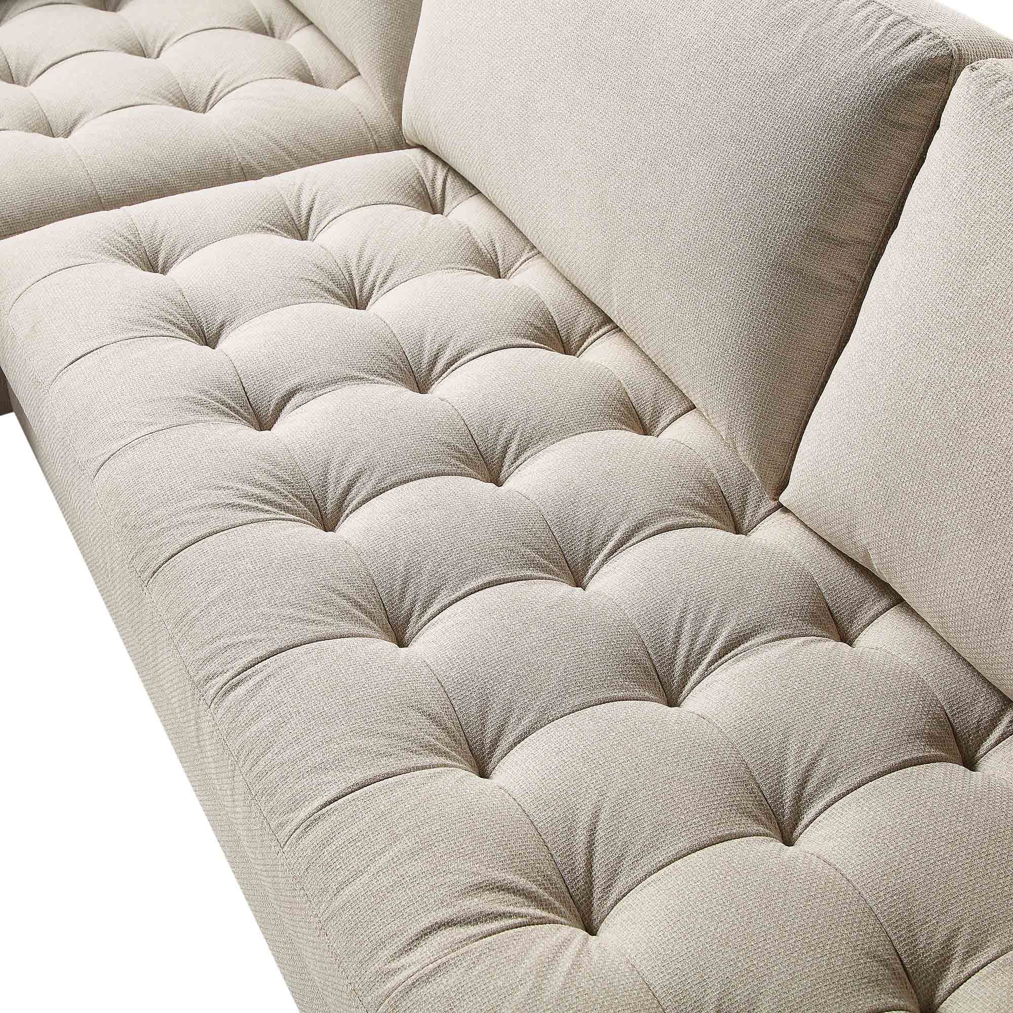 Henrietta Beige Woven Fabric Grand 4-Seater Chaise End Sofa, Left Hand Facing - Image 10