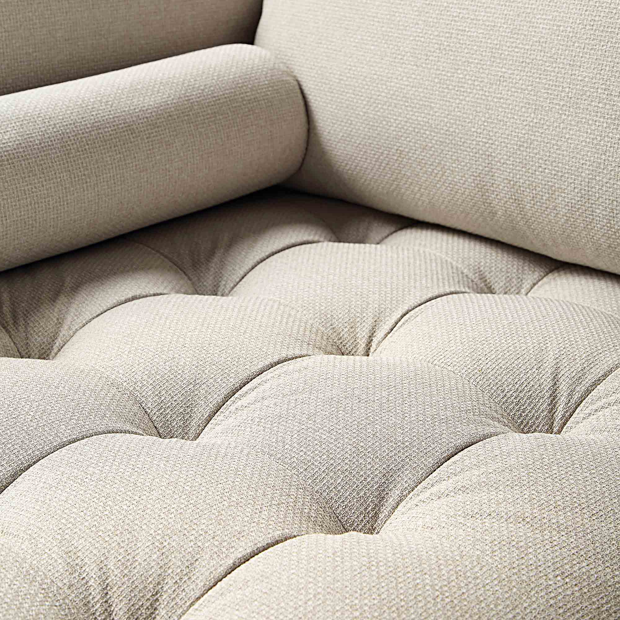 Henrietta Beige Woven Fabric Grand 4-Seater Chaise End Sofa, Left Hand Facing - Image 11