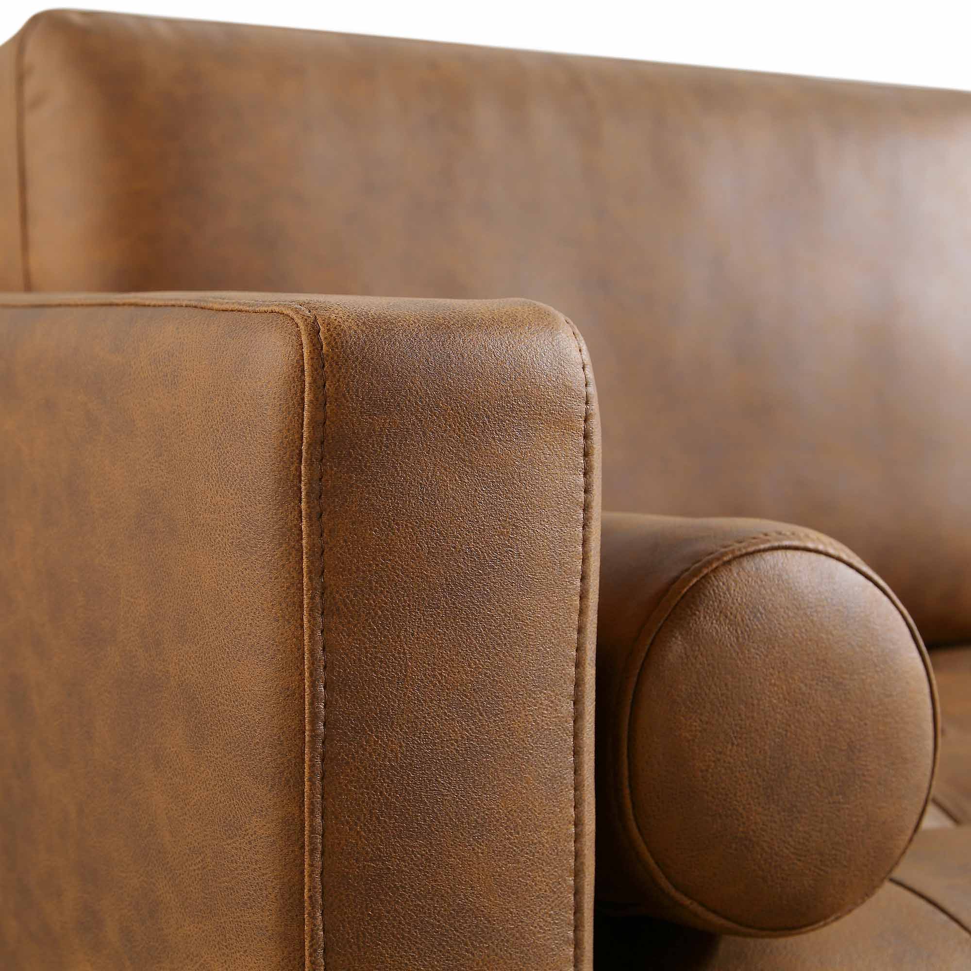 Henrietta Tan Faux Suede Grand 4-Seater Chaise End Sofa, Left Hand Facing - Image 12