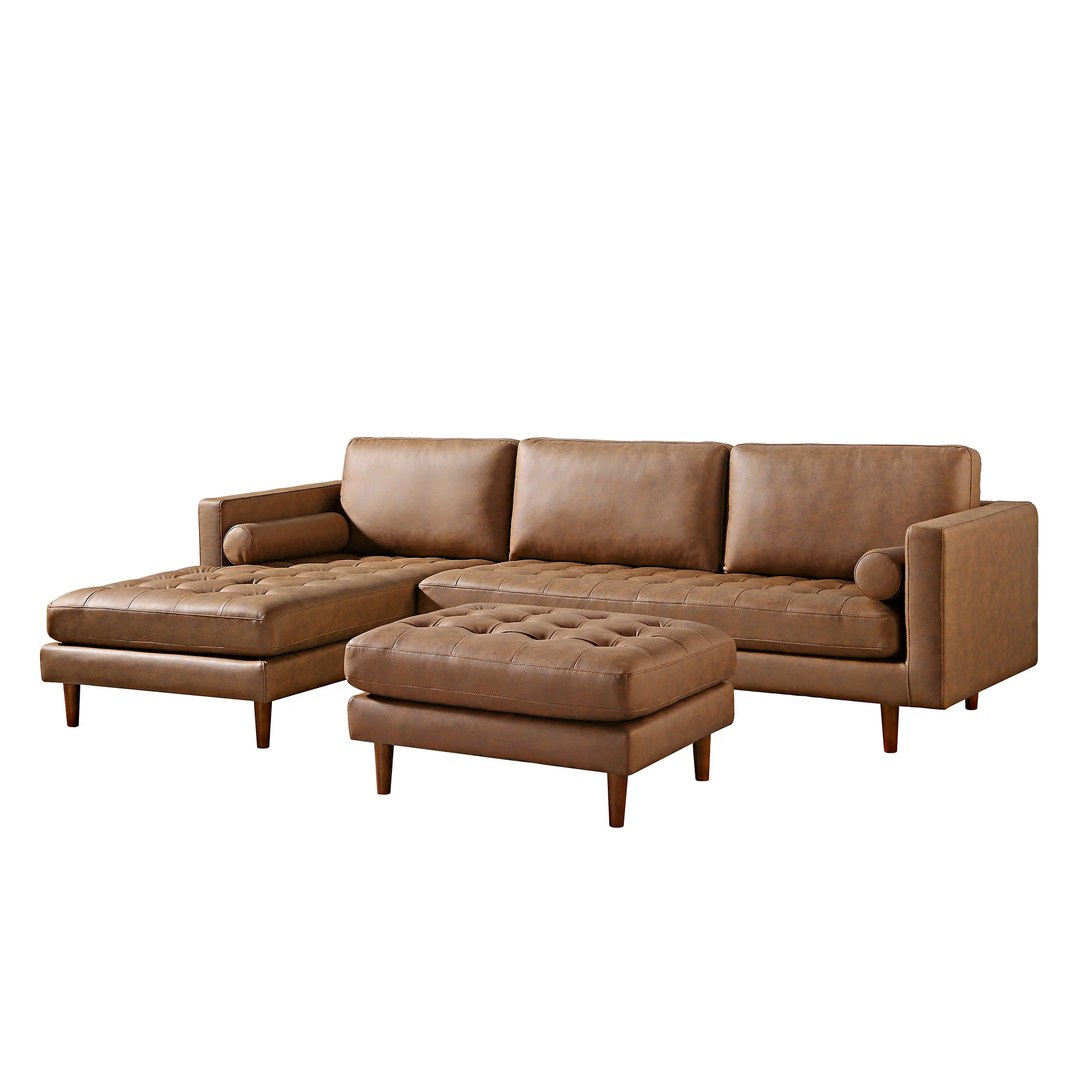 Henrietta Tan Faux Suede Grand 4-Seater Chaise End Sofa, Left Hand Facing - Image 8