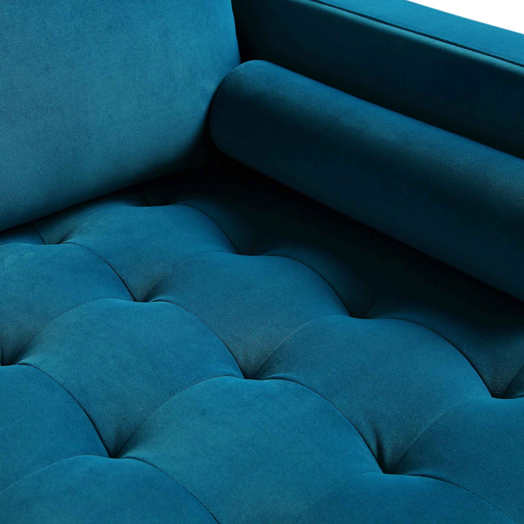Henrietta Teal Velvet Grand 4-Seater Chaise End Sofa, Left Hand Facing - Image 11