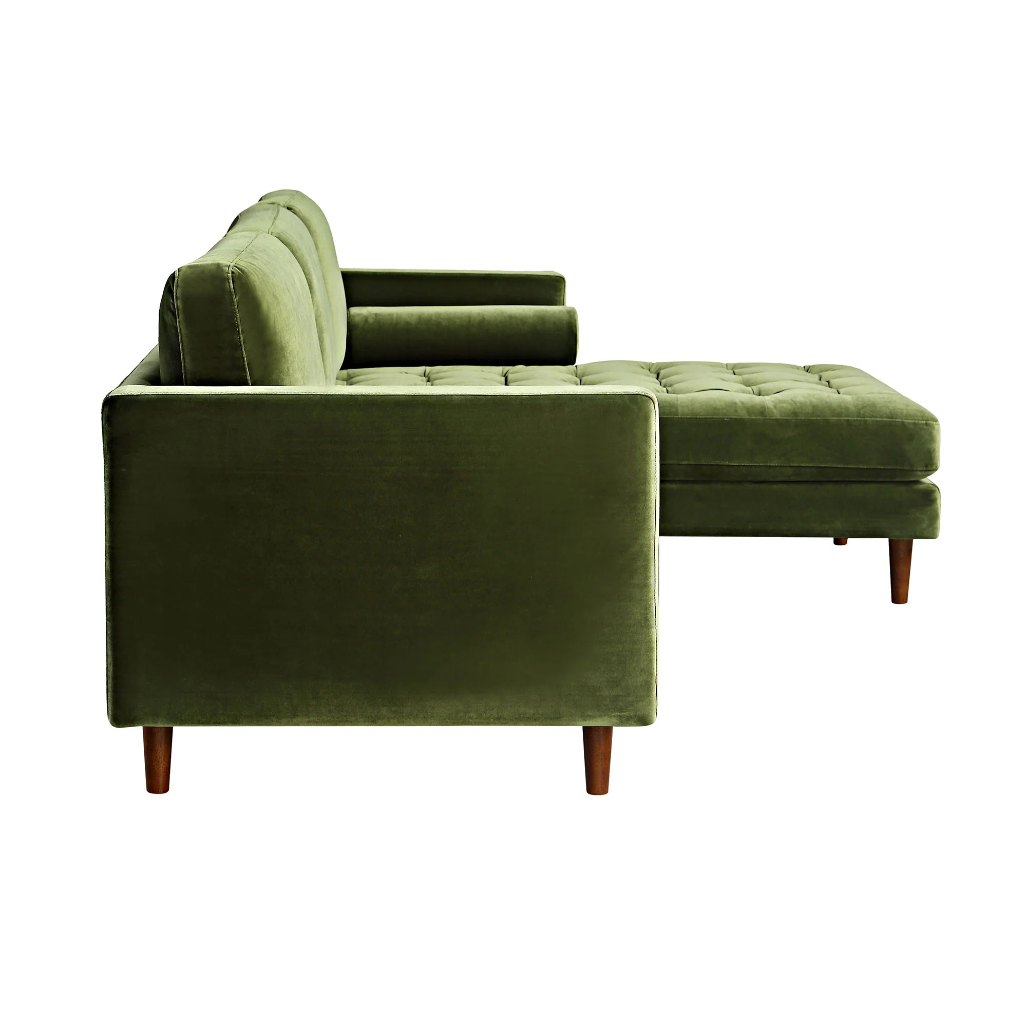 Henrietta Moss Green Velvet Grand 4-Seater Chaise End Sofa, Right Hand Facing - Image 10