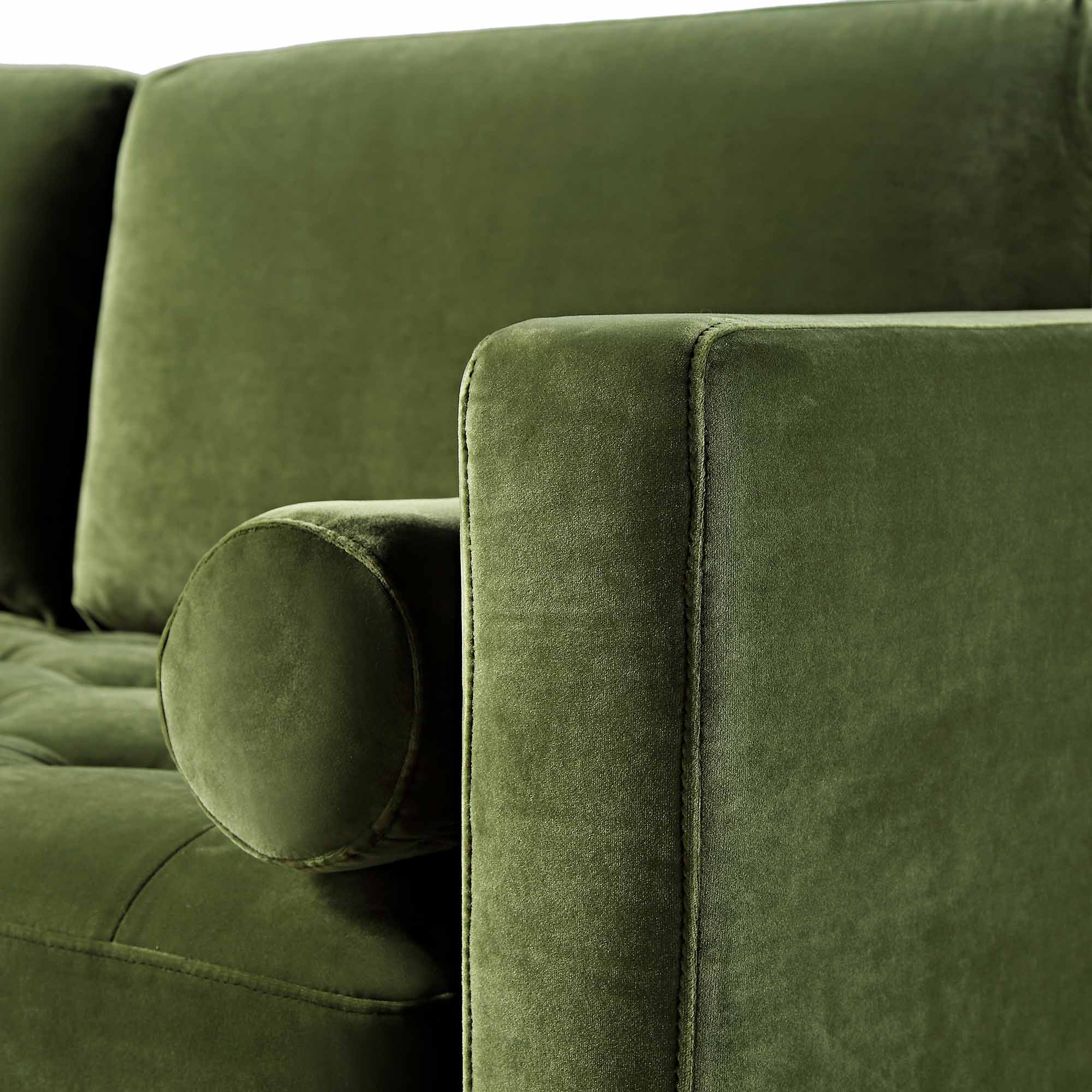 Henrietta Moss Green Velvet Grand 4-Seater Chaise End Sofa, Right Hand Facing - Image 13