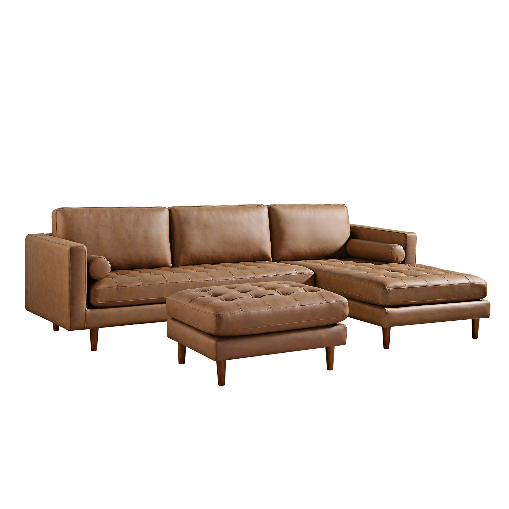 Henrietta Tan Faux Suede Grand 4-Seater Chaise End Sofa, Right Hand Facing - Image 9