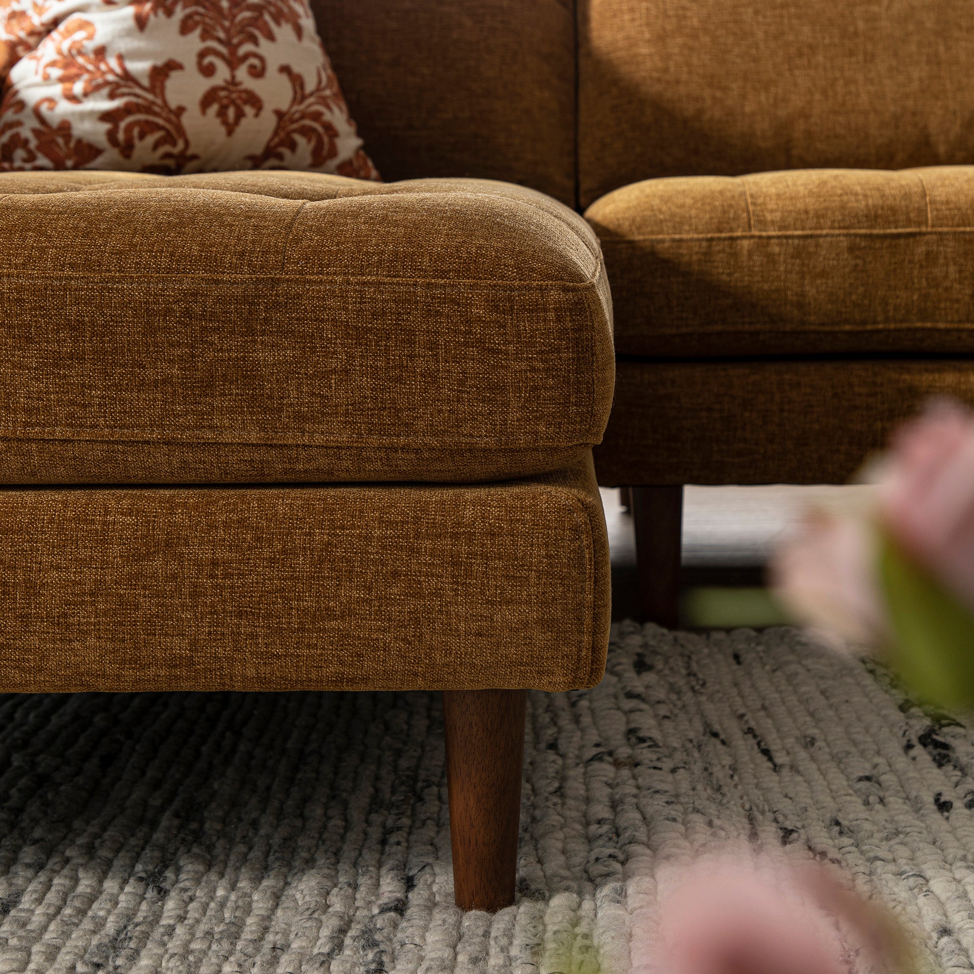 Henrietta Spiced Honey Chenille Grand 4-Seater Chaise End Sofa, Left Hand Facing - Image 5