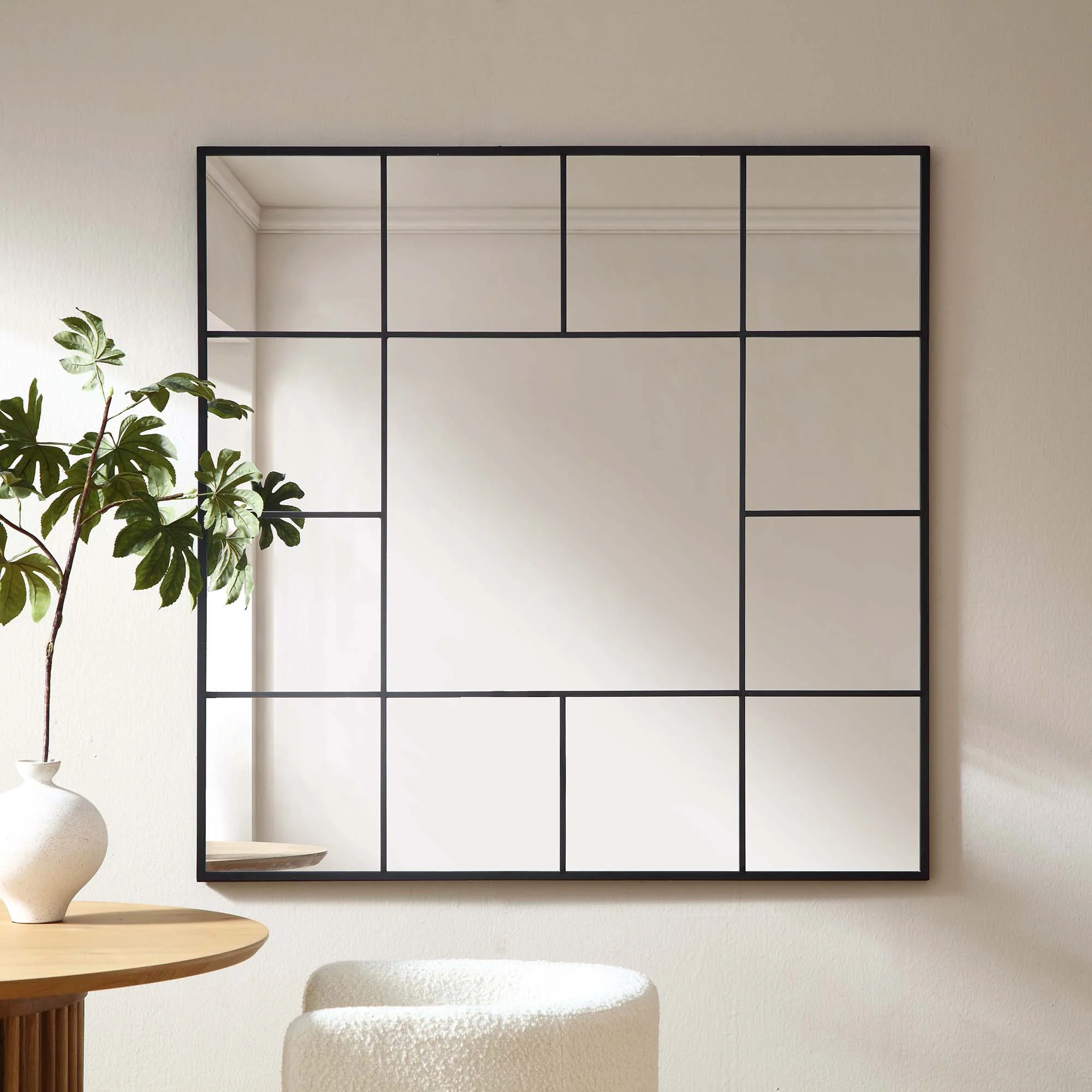 Herbert Industrial Metal Window Mirror 120 x 120 cm, Black - Image 2