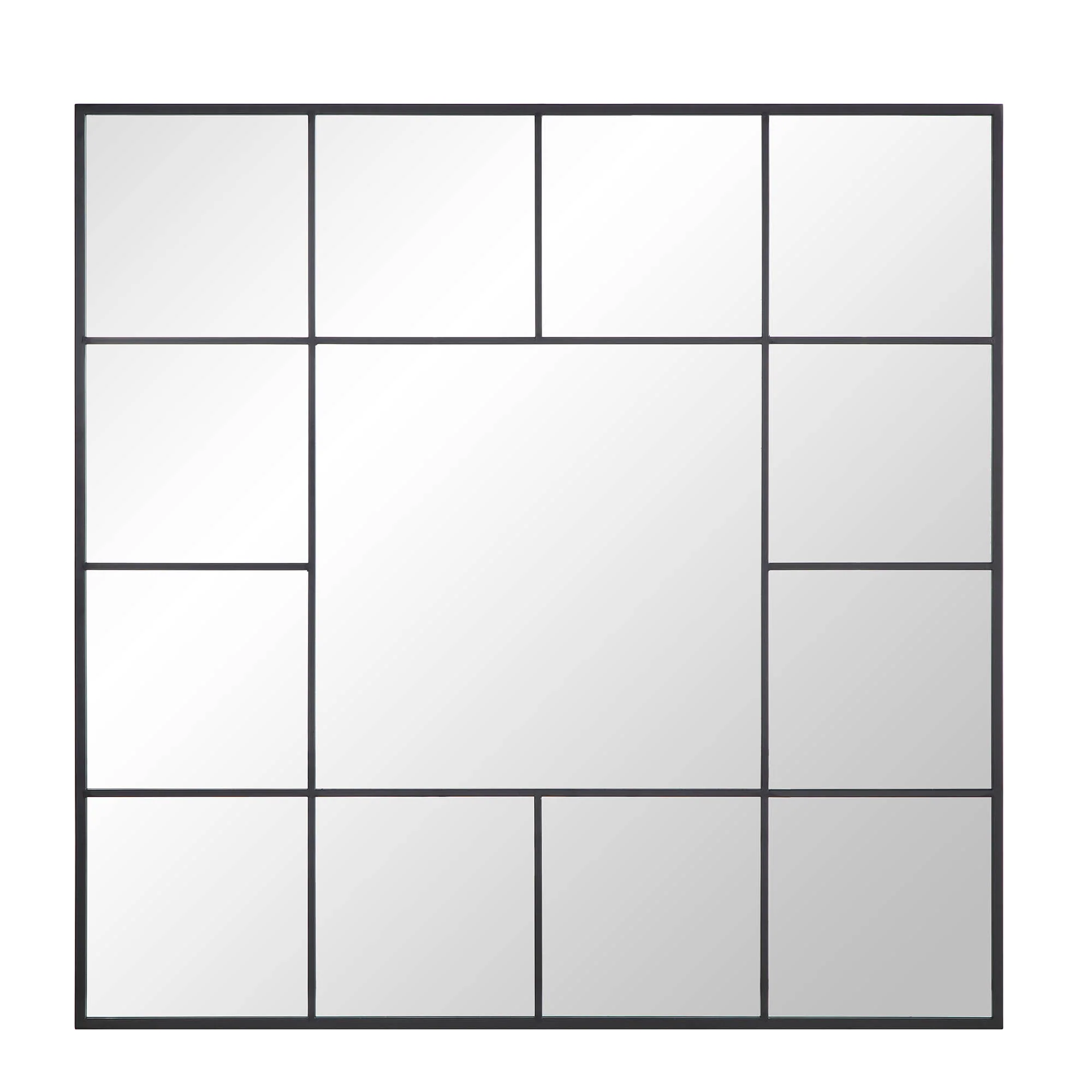 Herbert Industrial Metal Window Mirror 120 x 120 cm, Black - Image 3