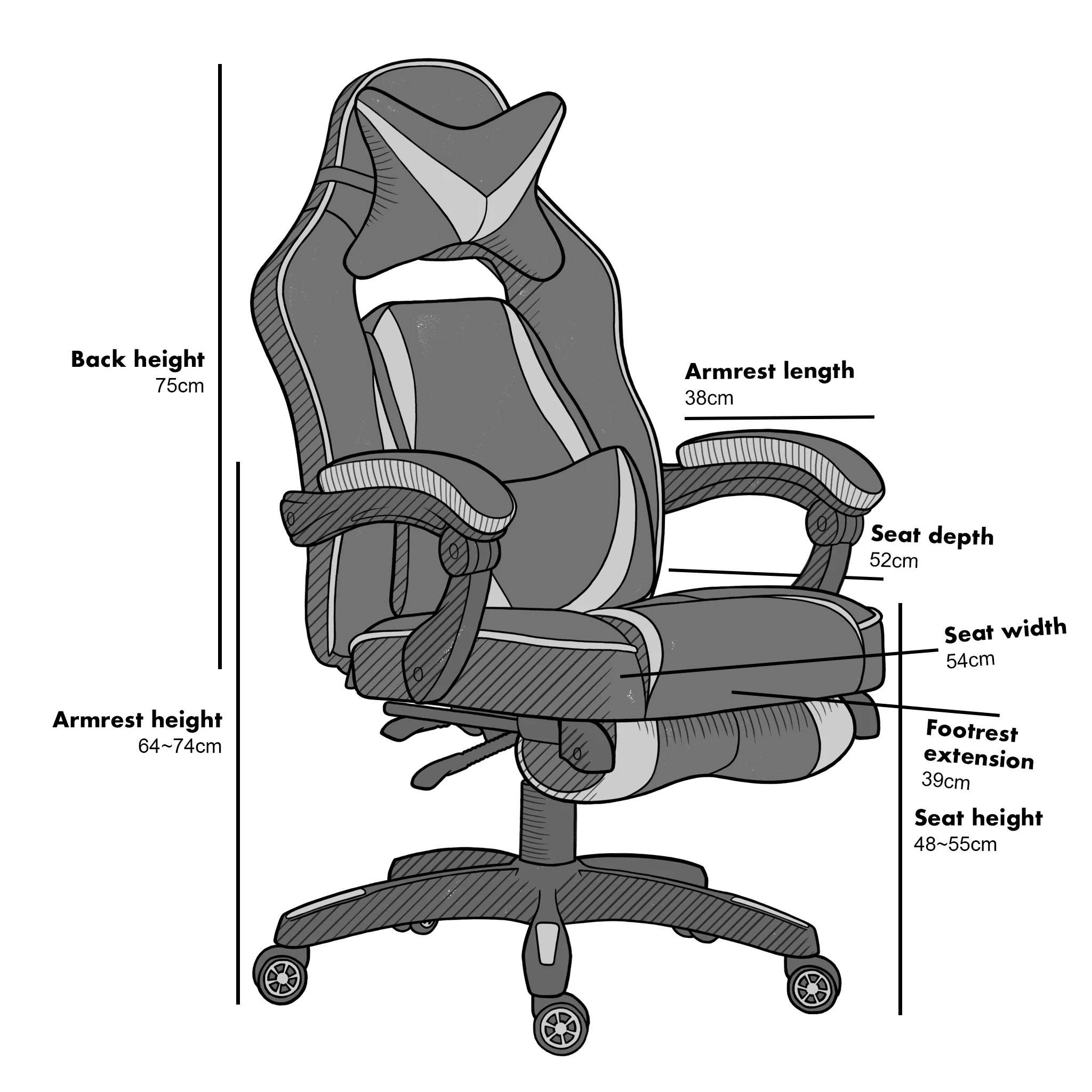 High Back Recliner Gaming Swivel Chair with Footrest & Adjustable Lumbar & Head Cushion, MR49 Black & Blue - Image 3