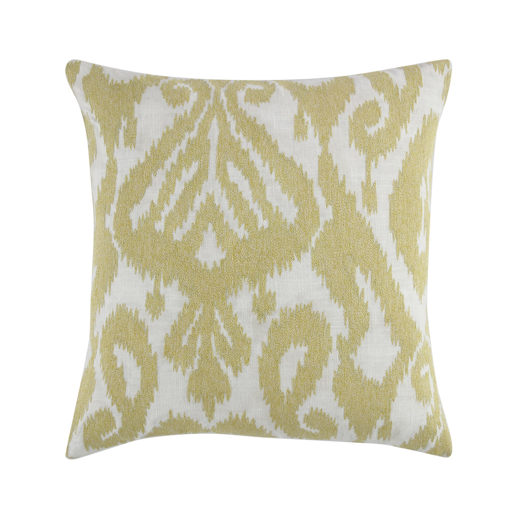 Ikat Collection Corn Yellow Hand Embroidered Cushion - Image 3