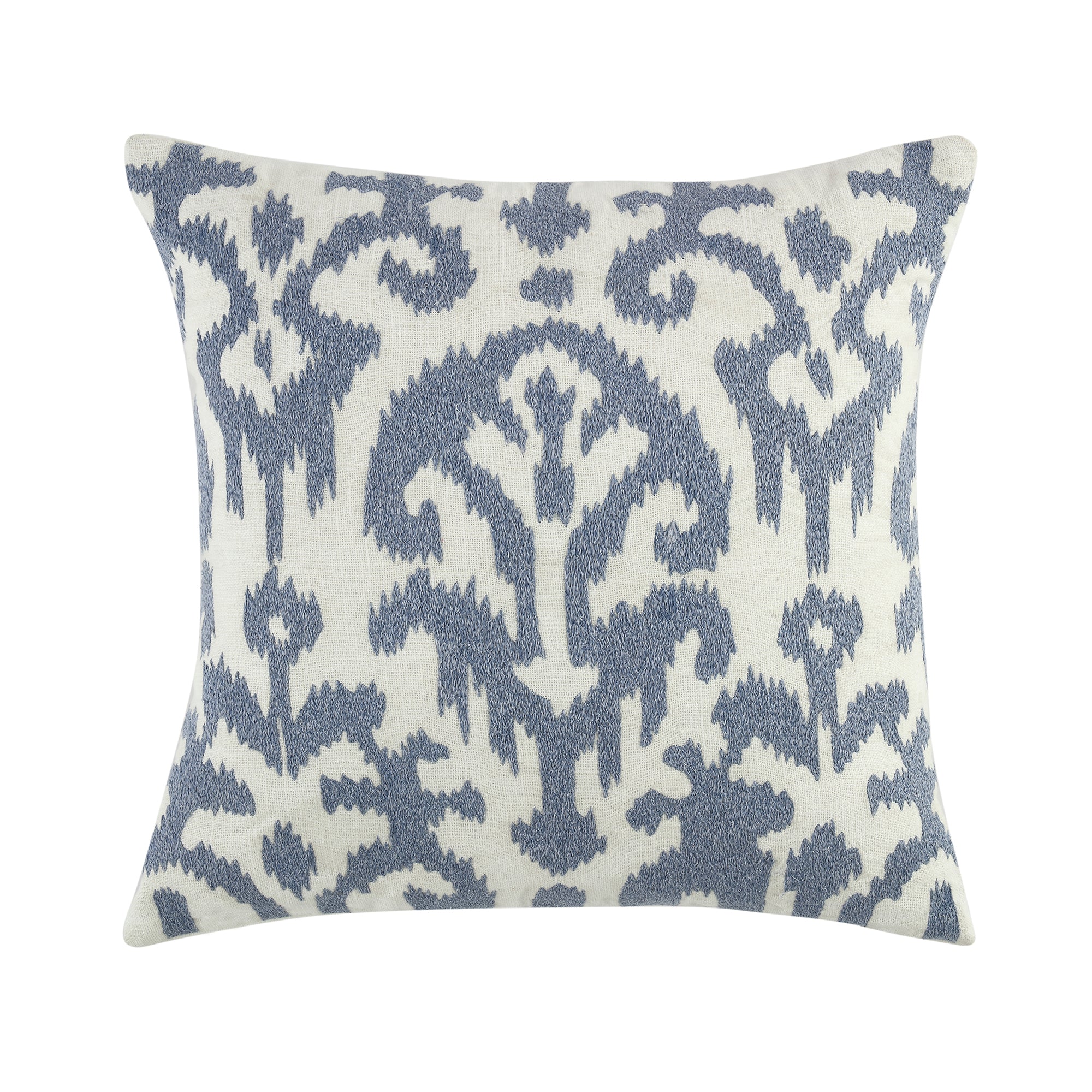 Ikat Collection Dusty Blue Hand Embroidered Cushion - Image 4