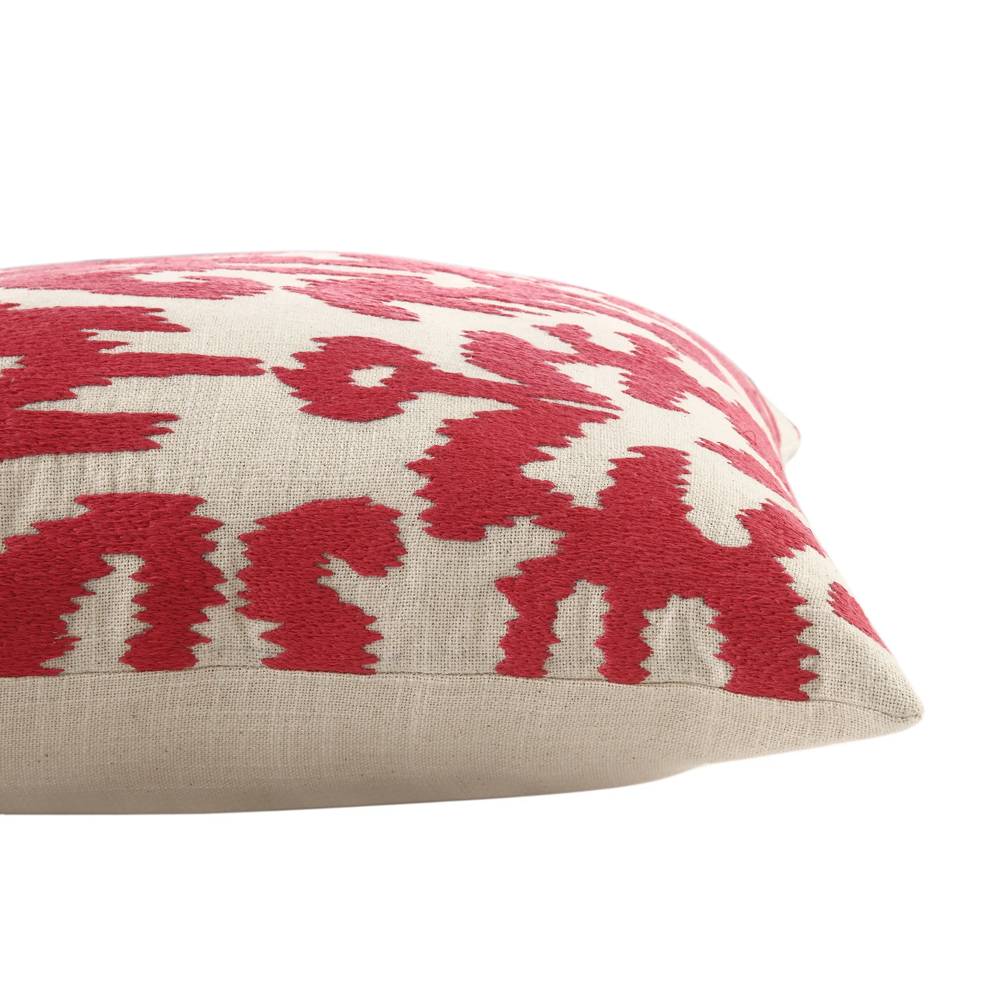 Ikat Collection Fuchsia Hand Embroidered Cushion - Image 4