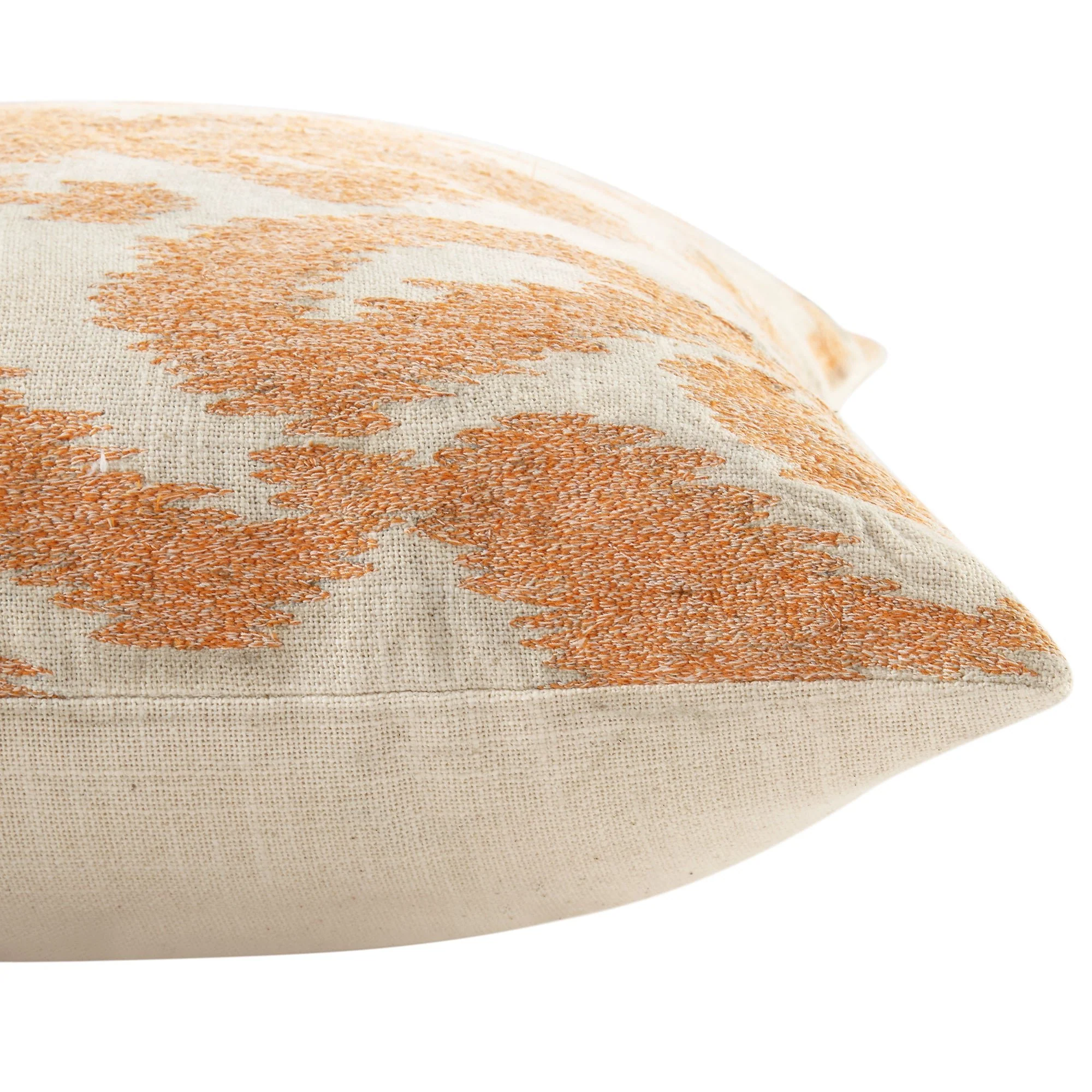 Ikat Collection Papaya Orange Hand Embroidered Cushion - Image 3