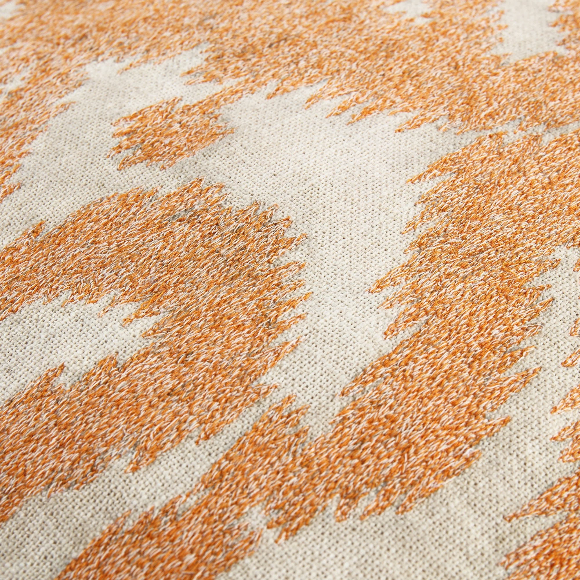 Ikat Collection Papaya Orange Hand Embroidered Cushion - Image 5