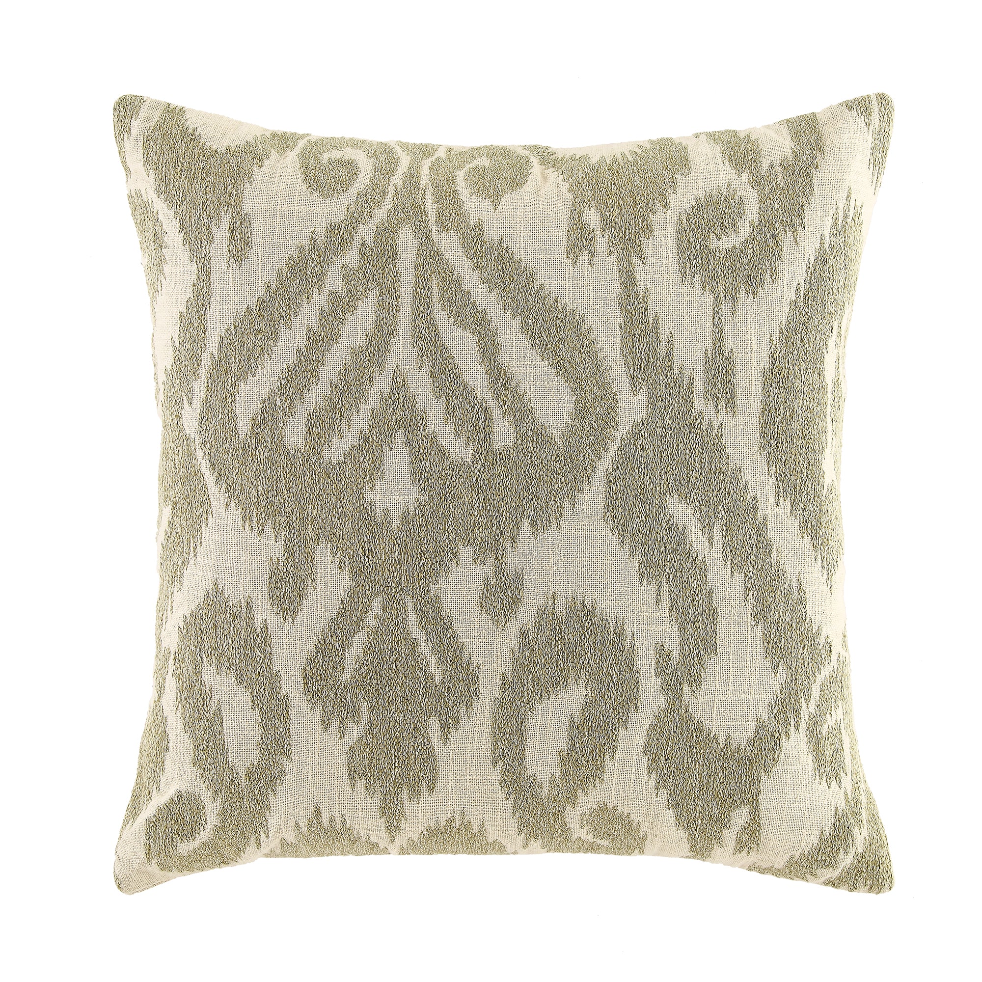 Ikat Collection Sage Green Hand Embroidered Cushion - Image 2