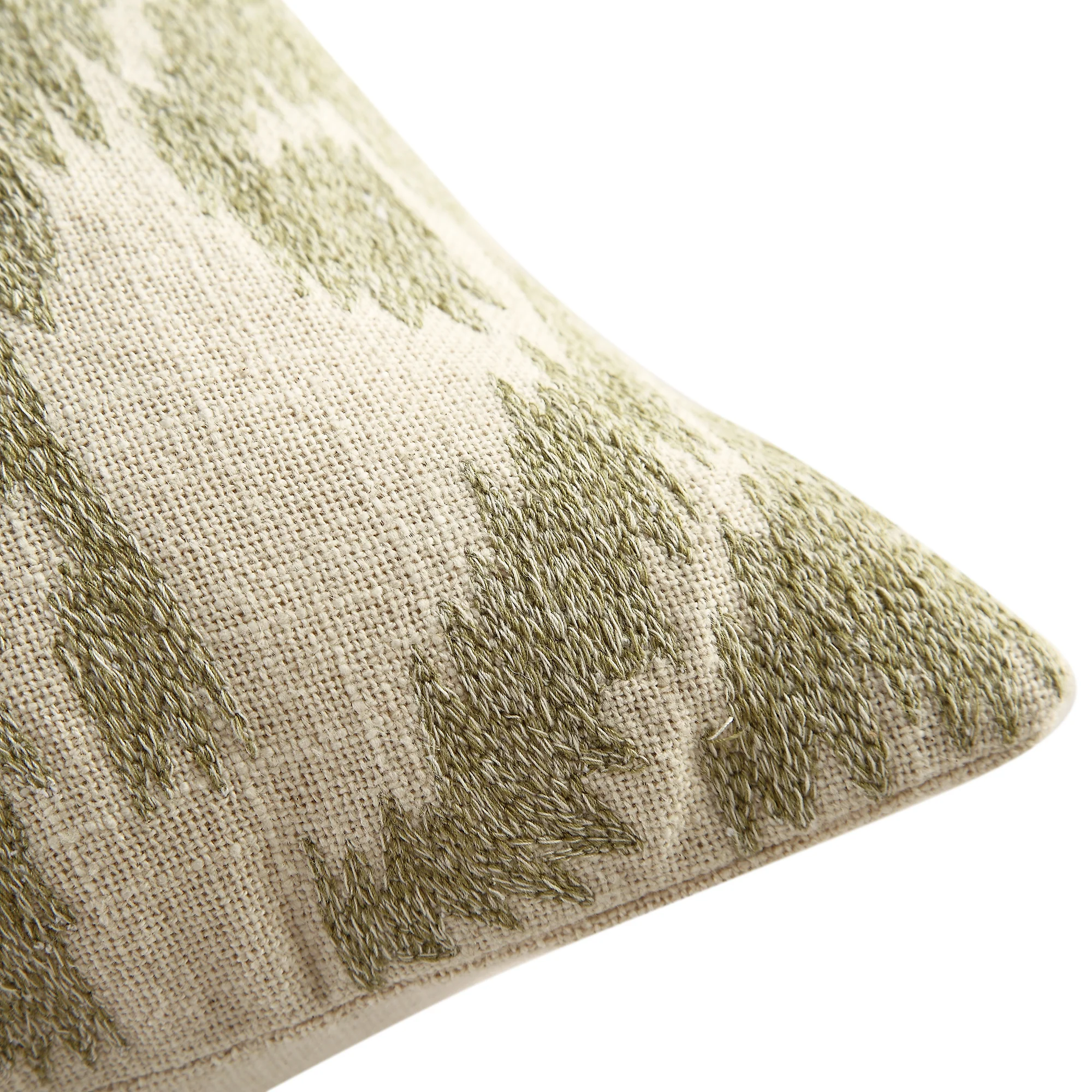 Ikat Collection Sage Green Hand Embroidered Cushion - Image 5