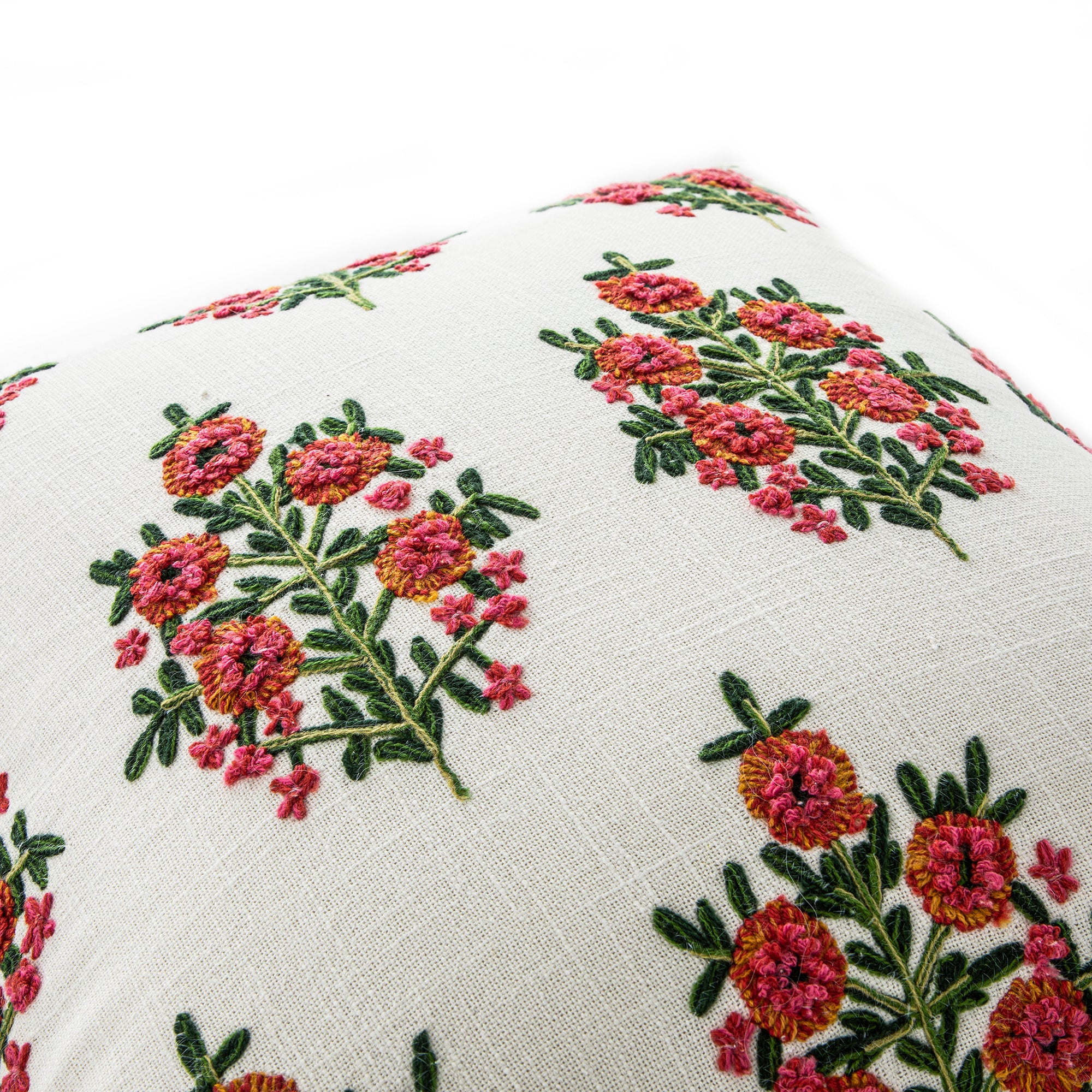 Indra Mughal Pink Wool Embroidered Cushion - Image 2