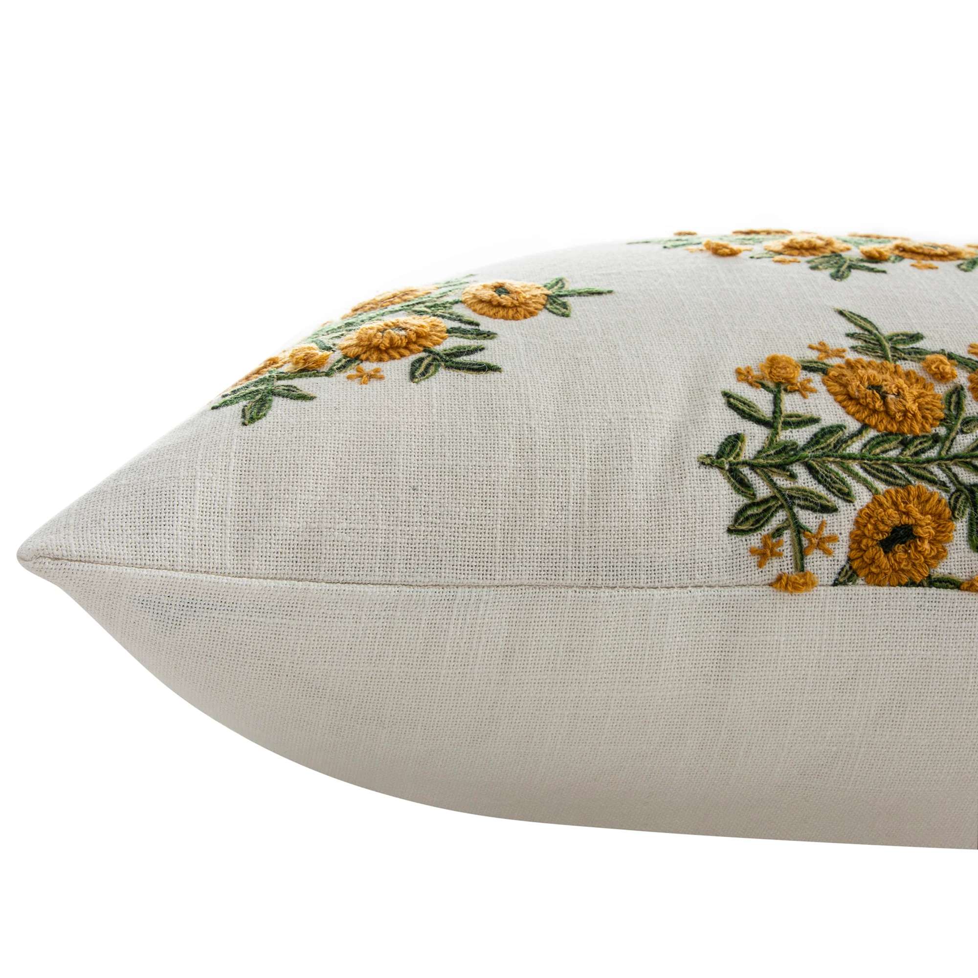 Indra Mughal Sundance Yellow Wool Embroidered Cushion - Image 5