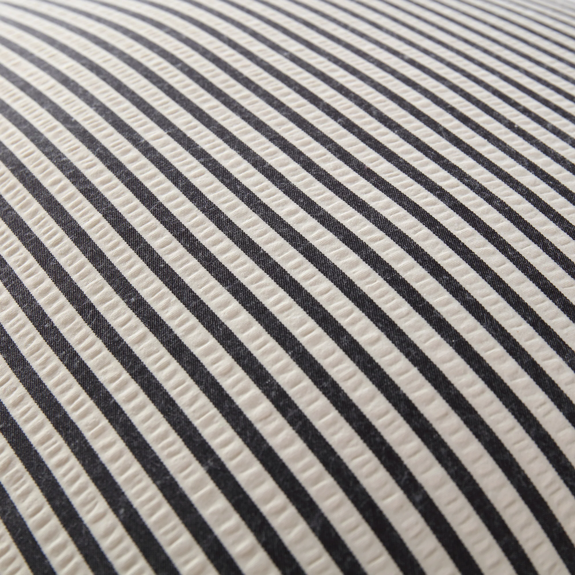 Iris Ticking Black Stripe Seersucker Frill Cushion - Image 6