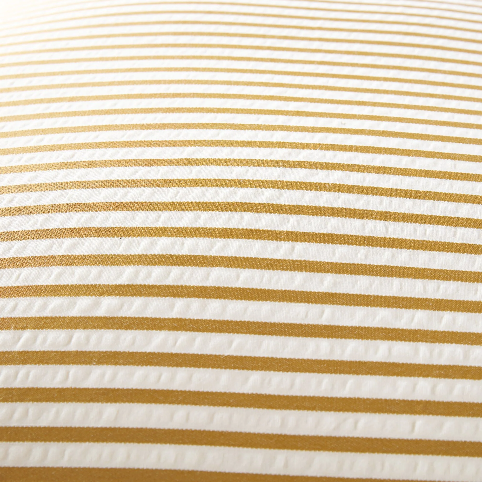 Iris Ticking Yellow Stripe Seersucker Frill Cushion - Image 6