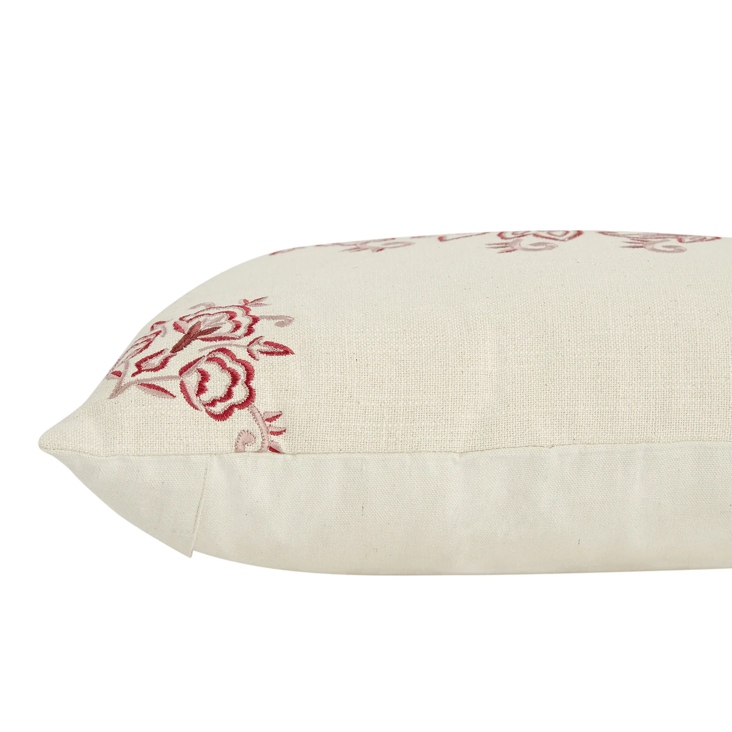 Isadora Garnet Red Damask Embroidered Cotton Cushion - Image 3