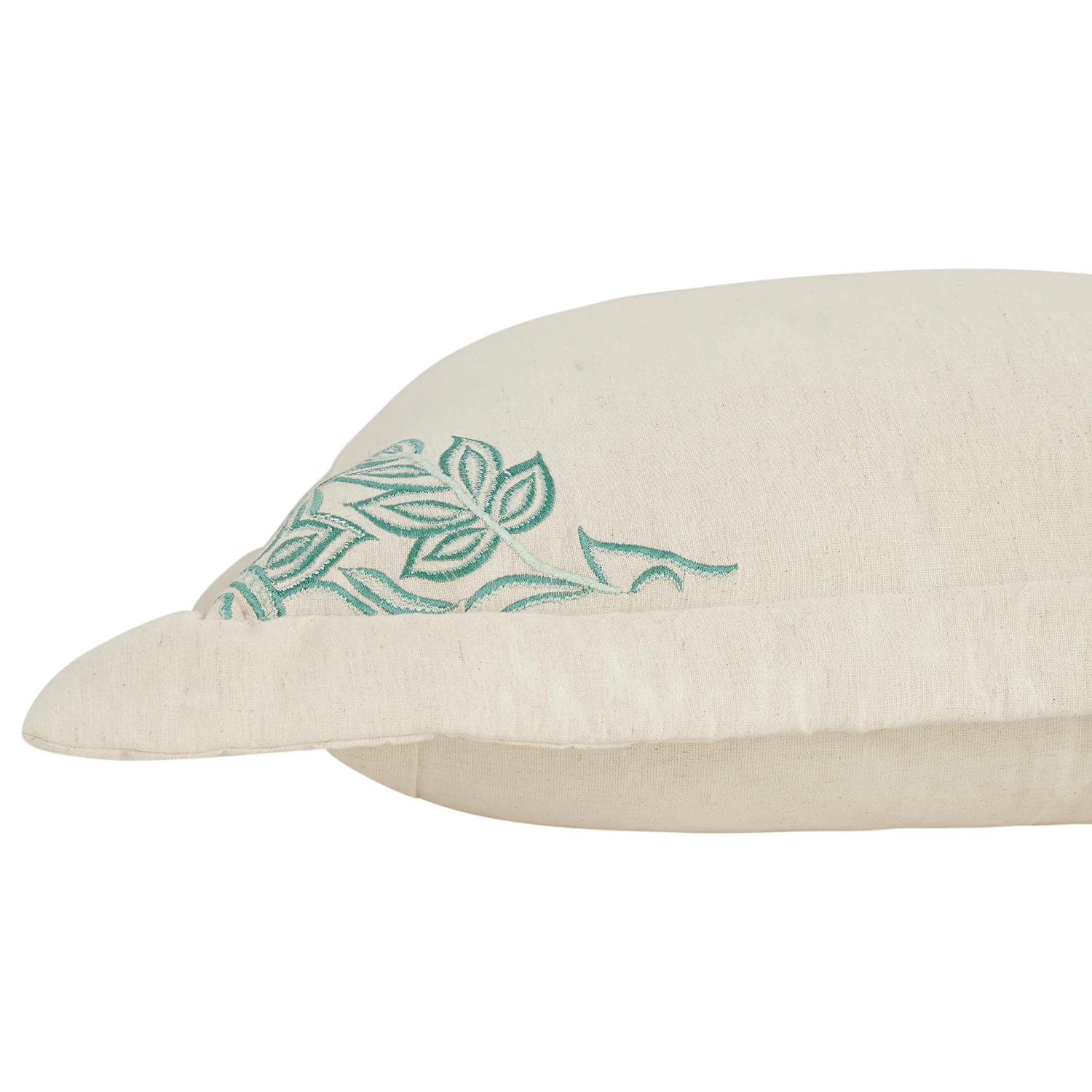 Isadora Teal Damask Embroidered Quilted Linen Blend Continental Square Pillowcases - Pair - Image 2