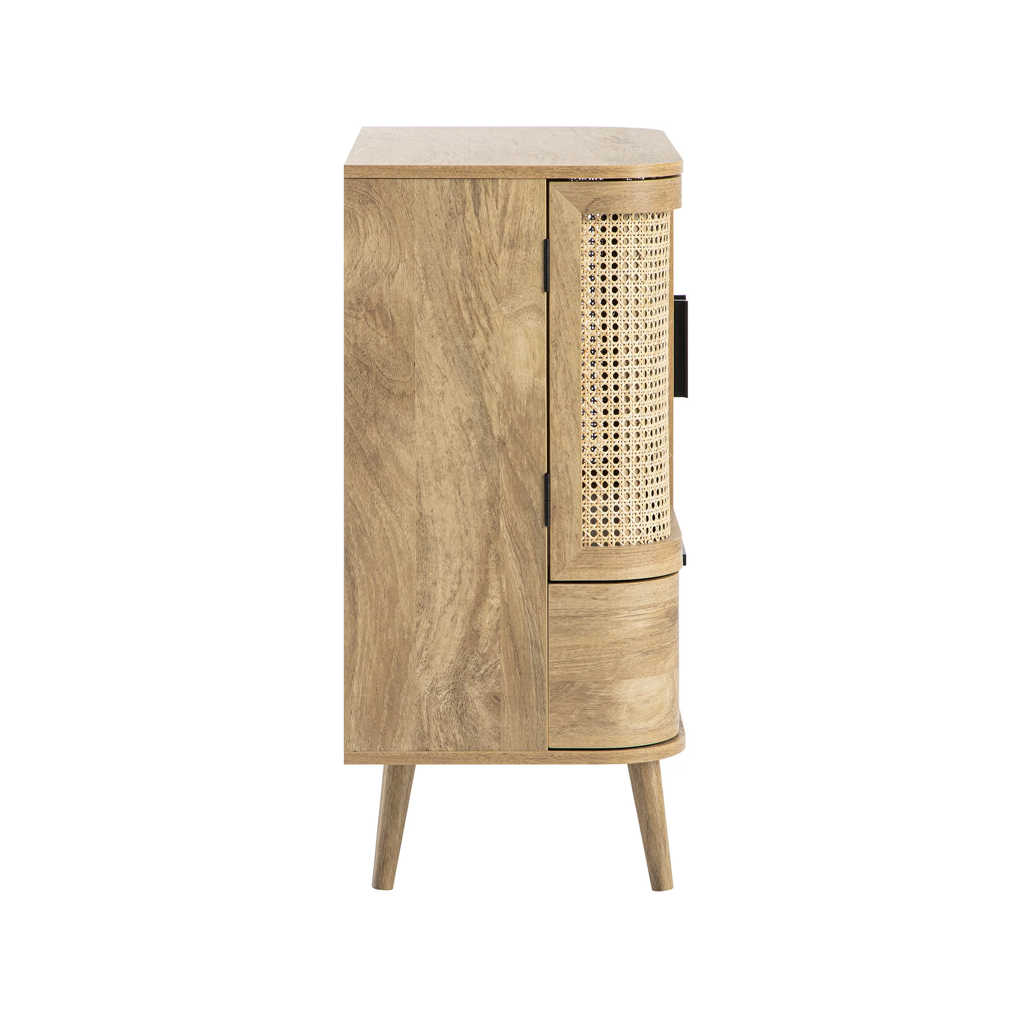 Izzy Curved Rattan 1-Drawer Small Sideboard, Natural - Image 13