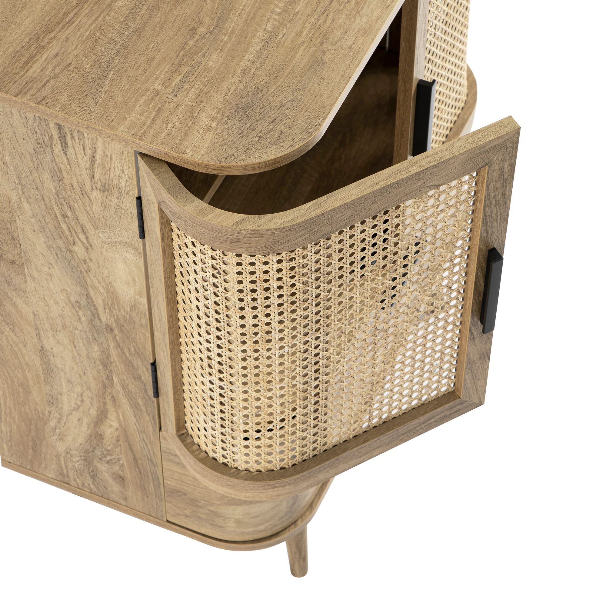 Izzy Curved Rattan 1-Drawer Small Sideboard, Natural - Image 16