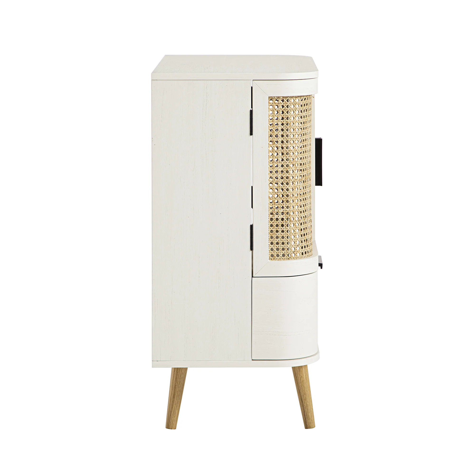 Izzy Curved Rattan 1-Drawer Small Sideboard, White - Image 13